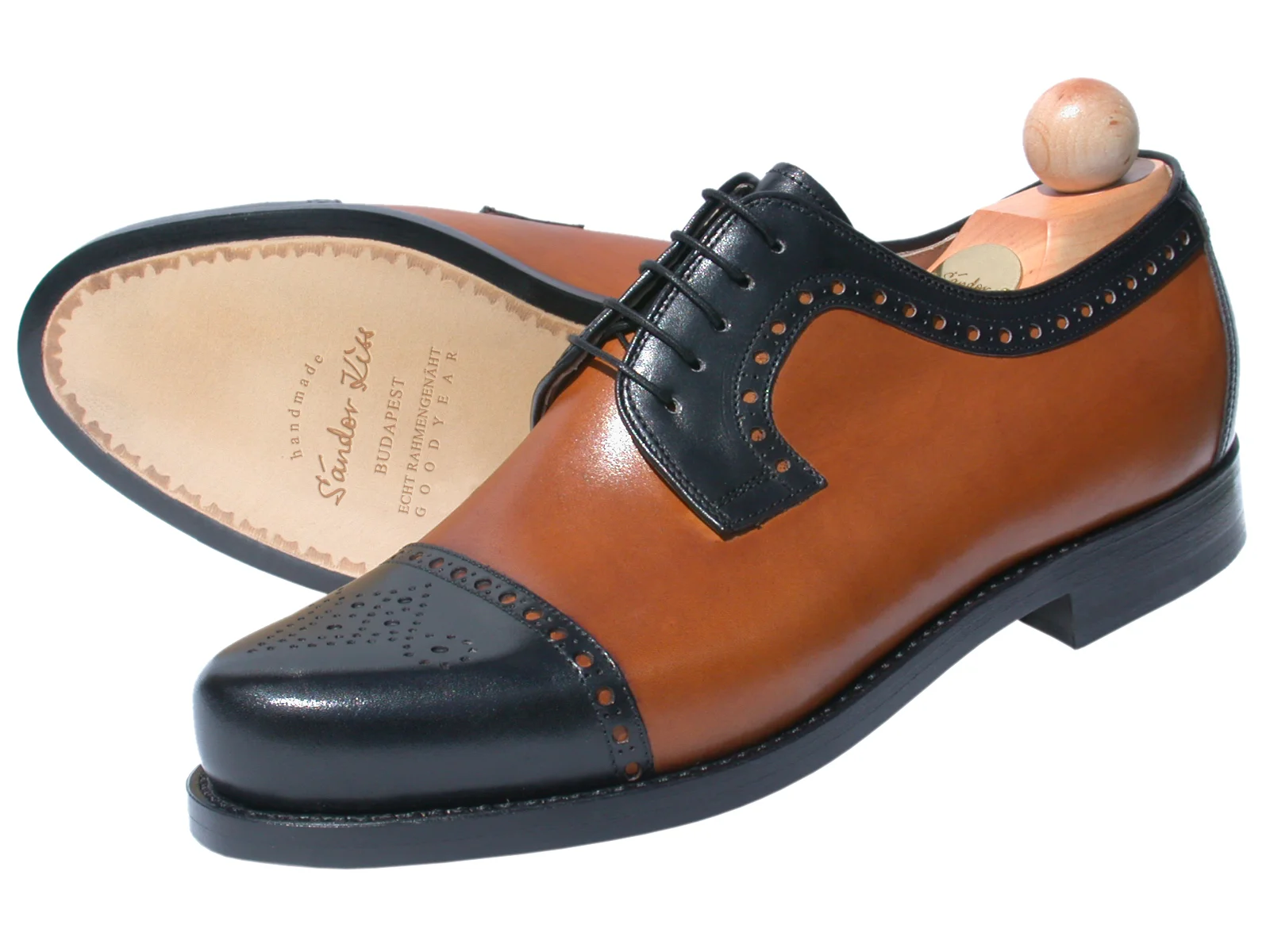 Semi-Brogue Boxcalf schwarz/cognac