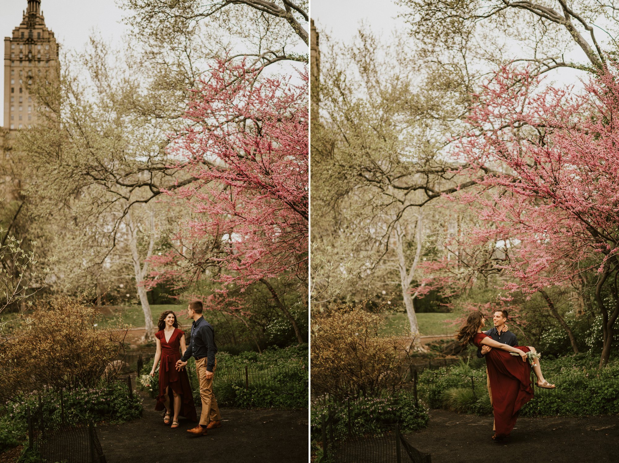 Couple taking their engagement photos at Central Park