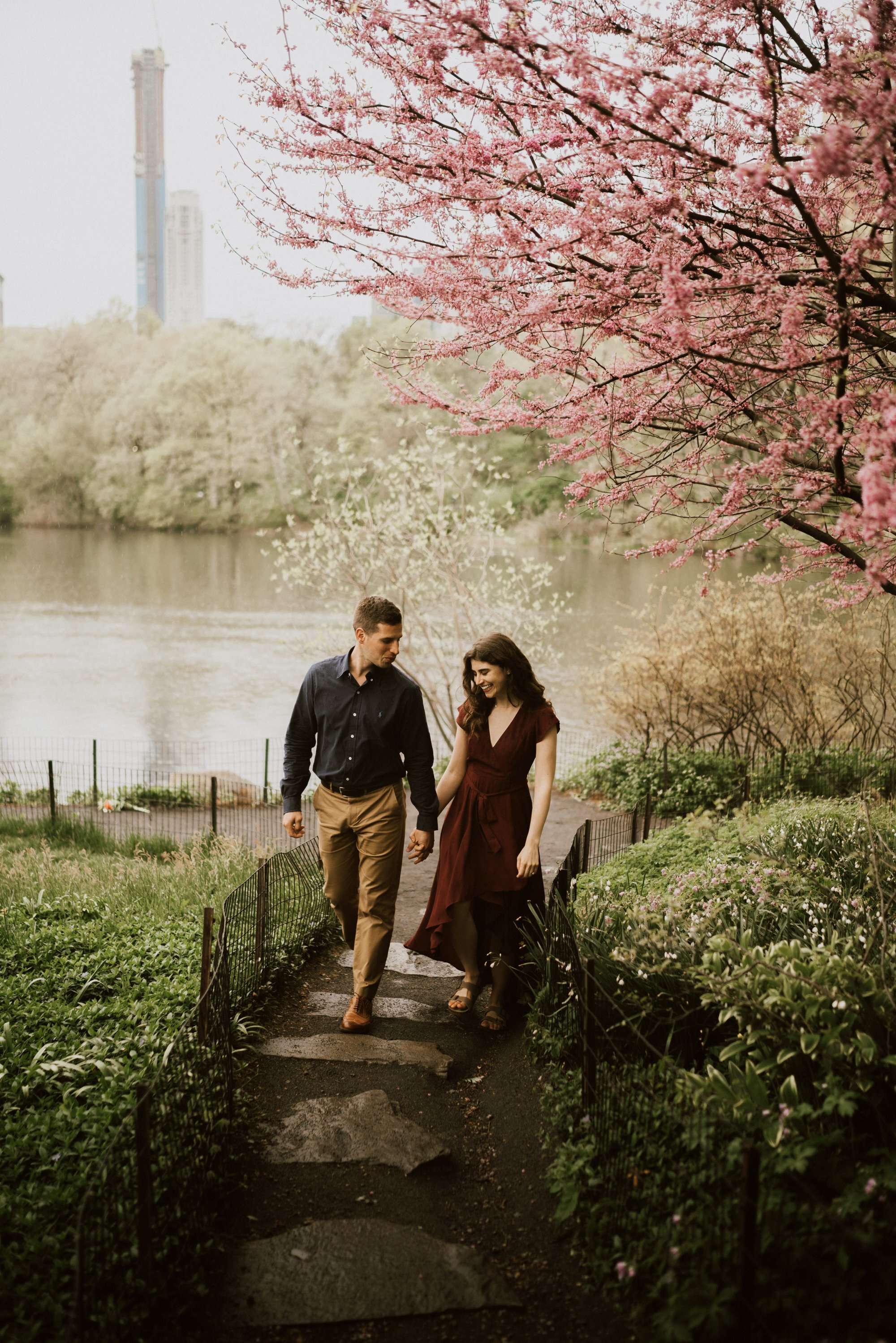 couple walking in Central Park New York
