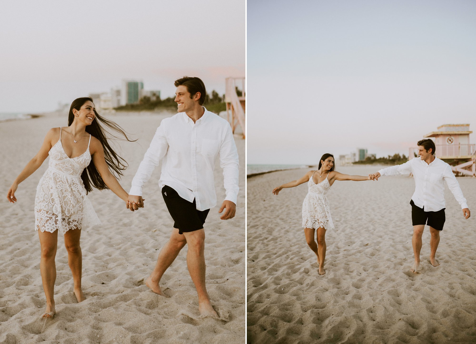 engaged couple on Miami Beach