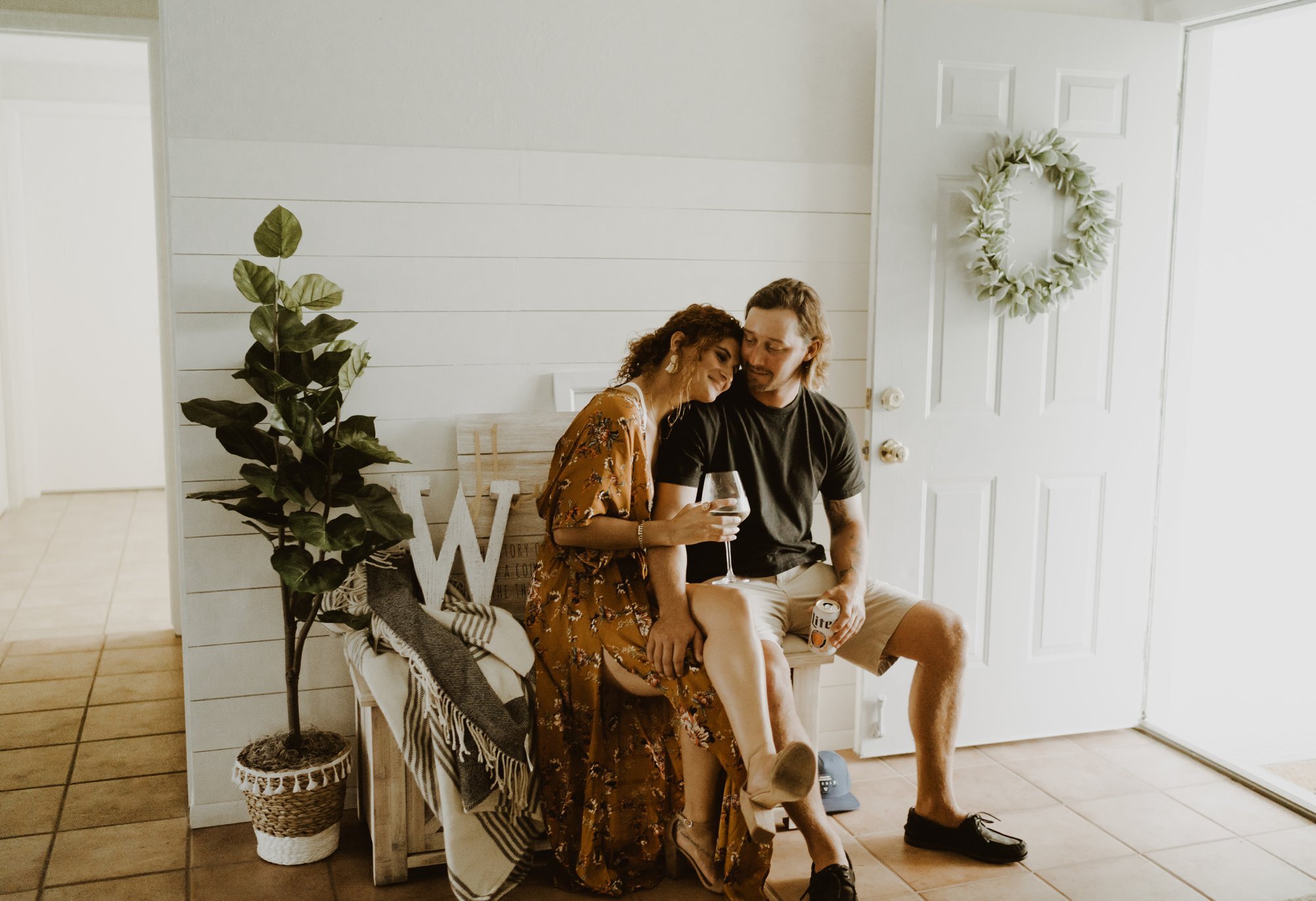 Naples Florida engagement photos at home with dogs