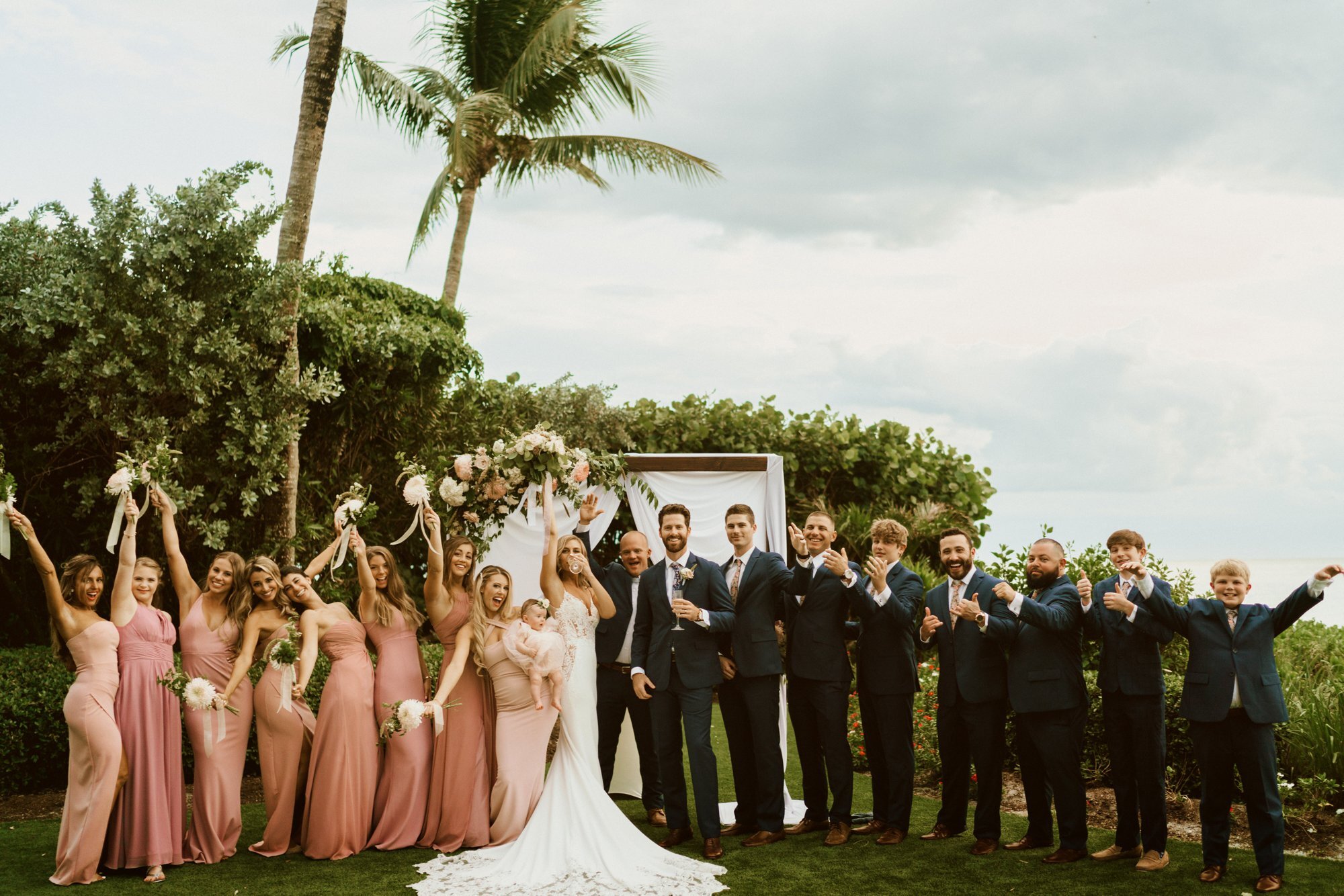 boho wedding party photos at Naples beach Florida