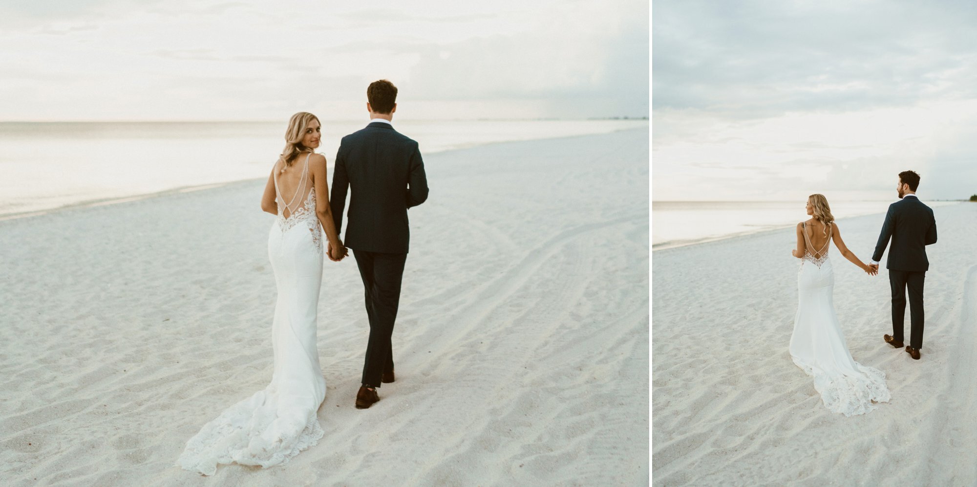 romantic wedding photos on the beach
