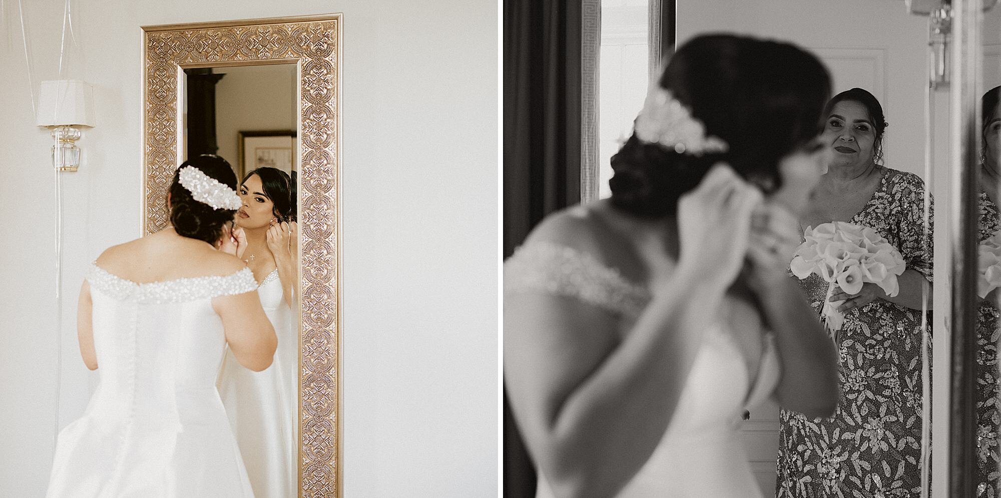 bride getting ready at biltmore hotel in coral gables