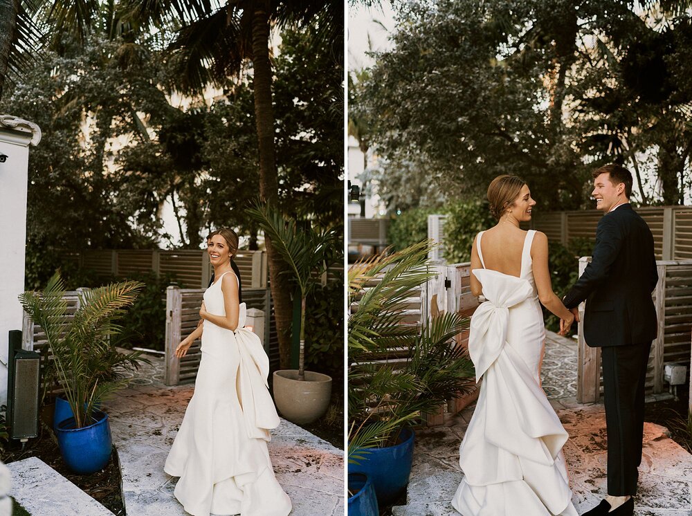 Confidante Hotel Miami wedding bride and groom photos 
