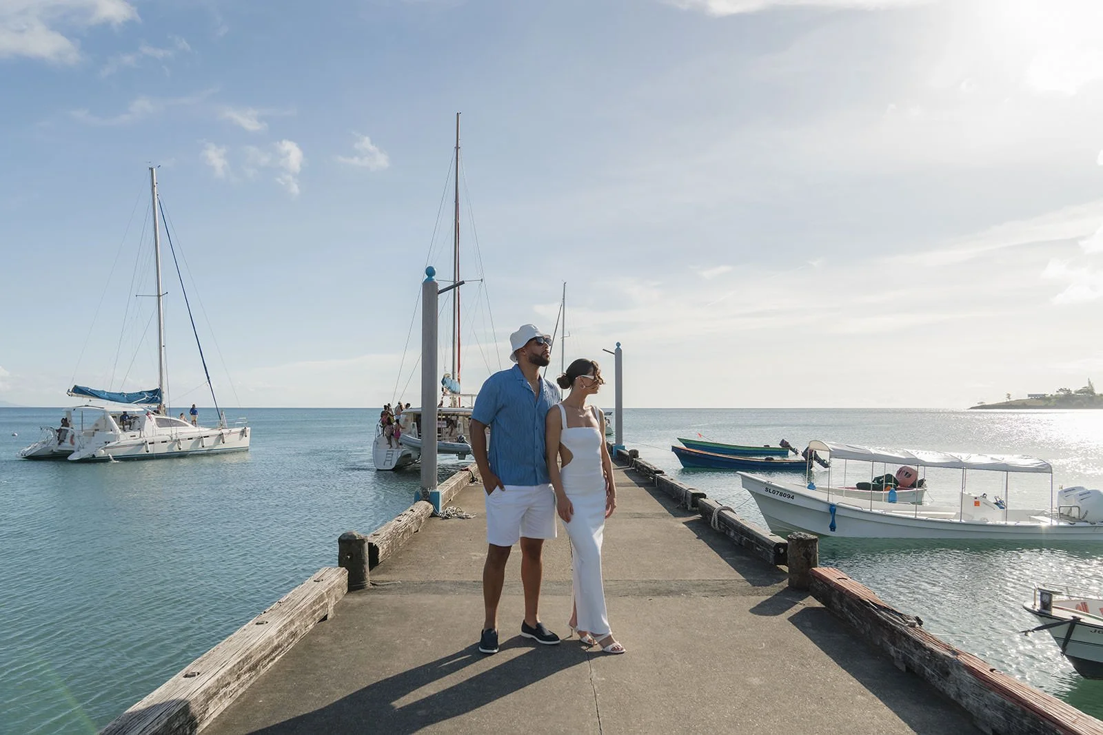 st lucia catameran boat ride wedding weekend inspo
