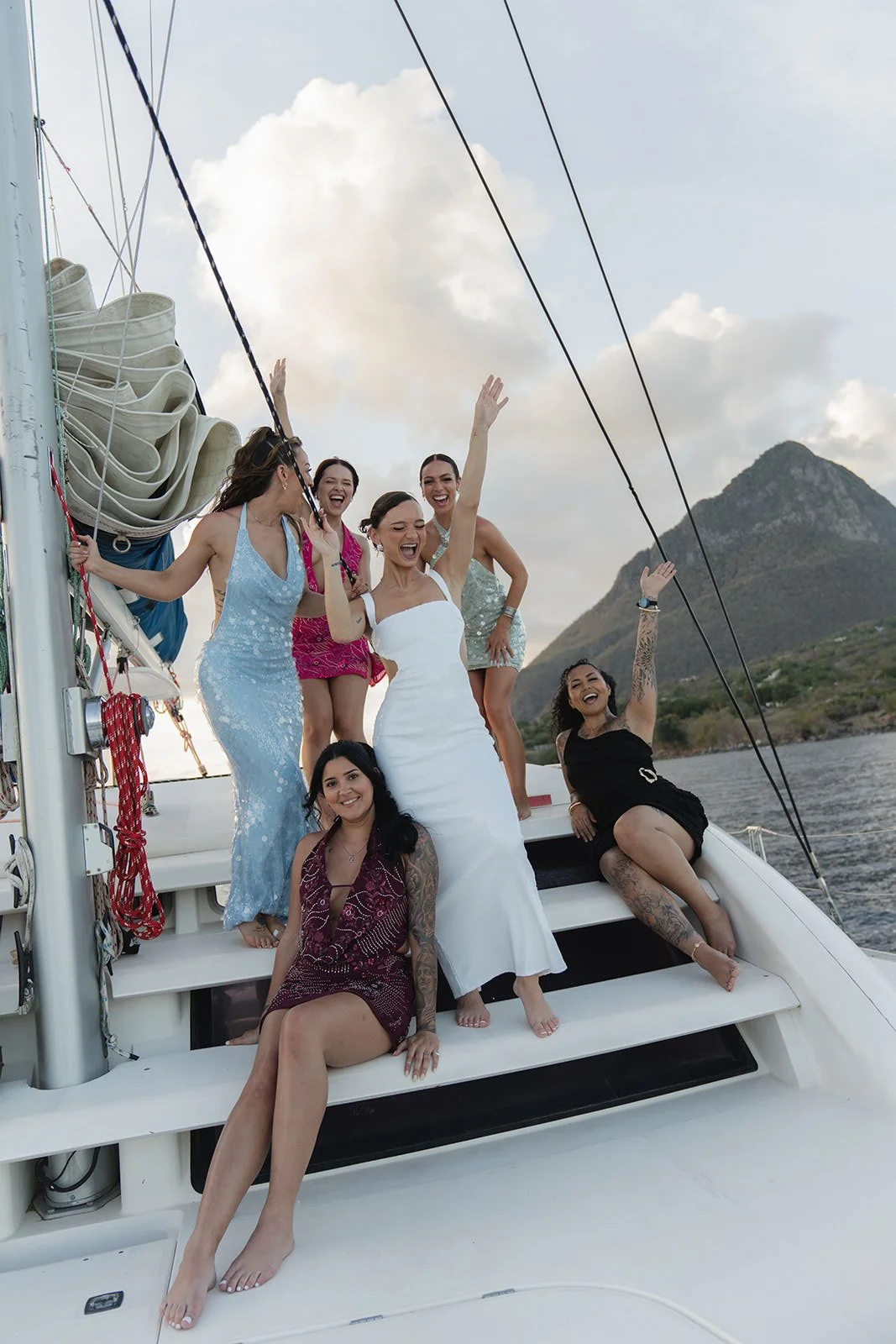 st lucia catameran boat ride wedding weekend inspo