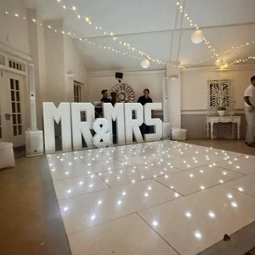 💃🕺 Nothing gets a wedding going quite like a packed dancefloor and the right DJ tunes! At Exclusive Sounds, we bring the music, the atmosphere, and the energy that keeps your guests dancing all night long.

Add in our light-up Mr &amp; Mrs letters 