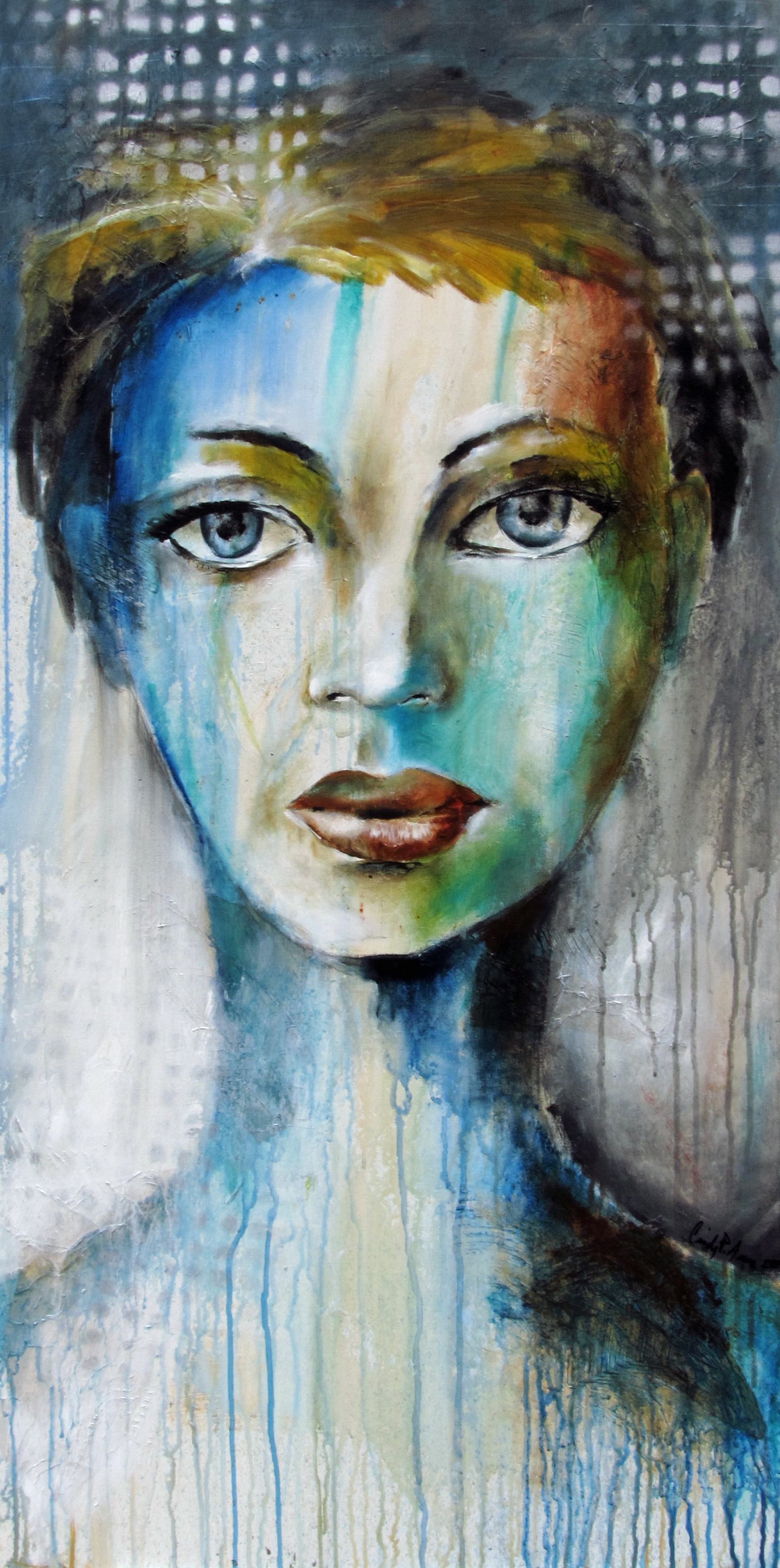 Love the bright underpainting. She looks so different than most of my work. 24"x 48” x 1.5” gallery wrap canvas…available