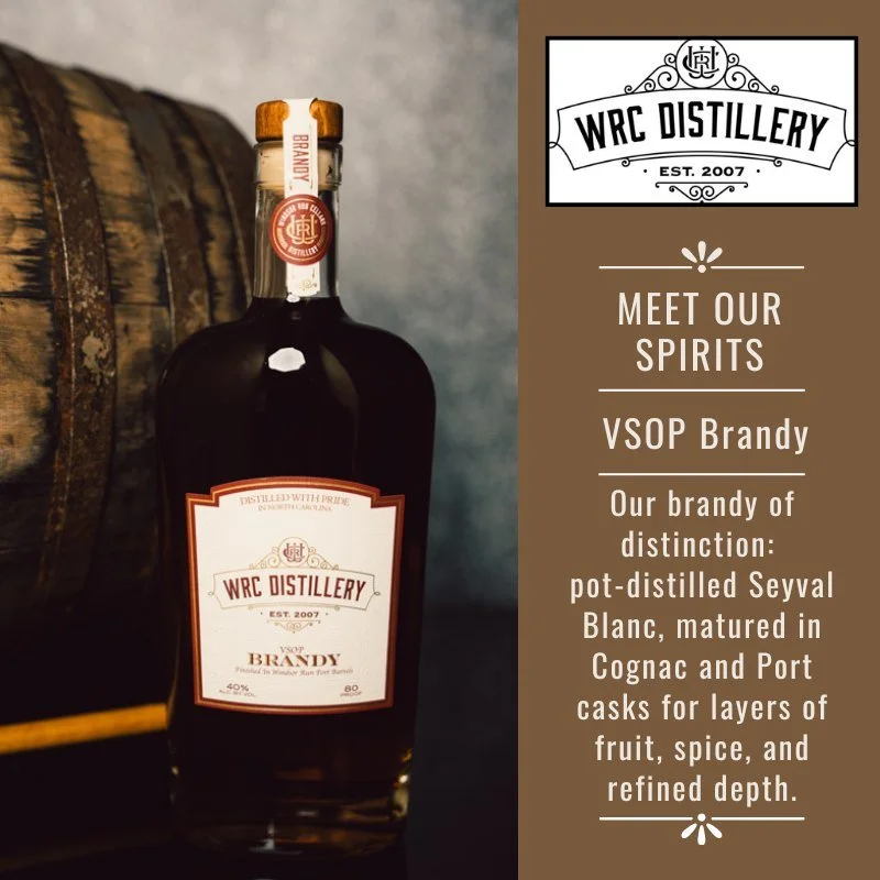 🎁Featured Spirit of the Month: VSOP Brandy 🎁
Crafted from Seyval Blanc wine and aged for over 4 years in Cognac and Port barrels, our VSOP Brandy is smooth, elegant, and built for sipping.

Whether you enjoy it neat, over ice, or dressed up in a fe