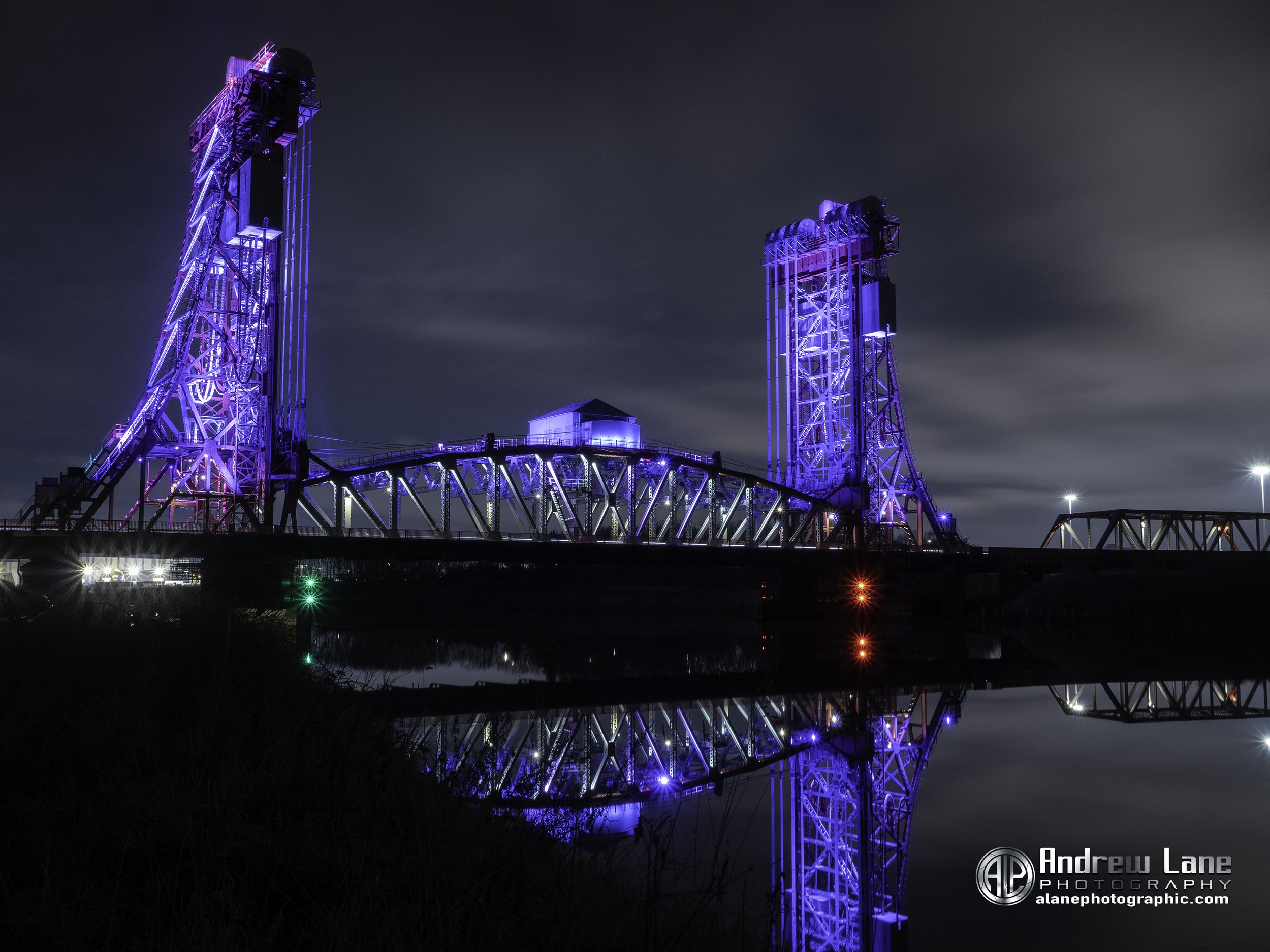  Middlesbrough Newport bridge river Tees reflection nightscape 