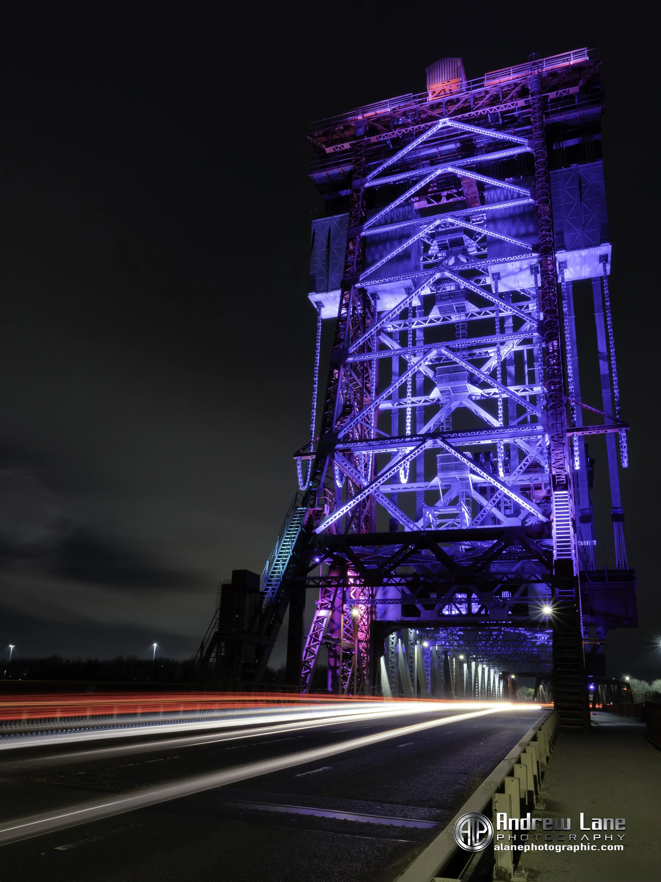  Middlesbrough Newport bridge traffic light trails. 