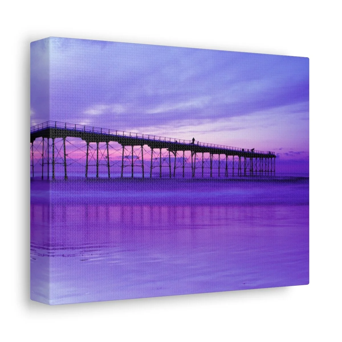 Satin Canvas, Stretched featuring Saltburn Pier at Sunset
