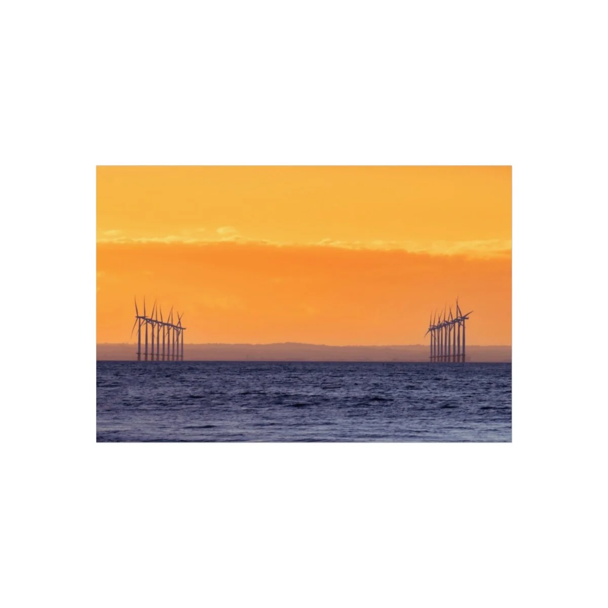 Fine Art Poster, featuring Tees wind farm at sunset