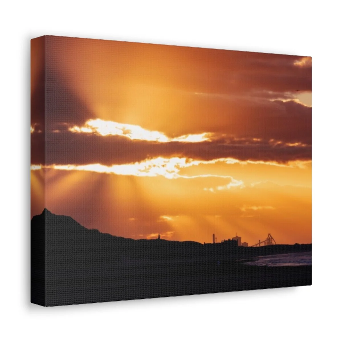 Satin Canvas, Stretched featuring Saltburn Pier at Sunset