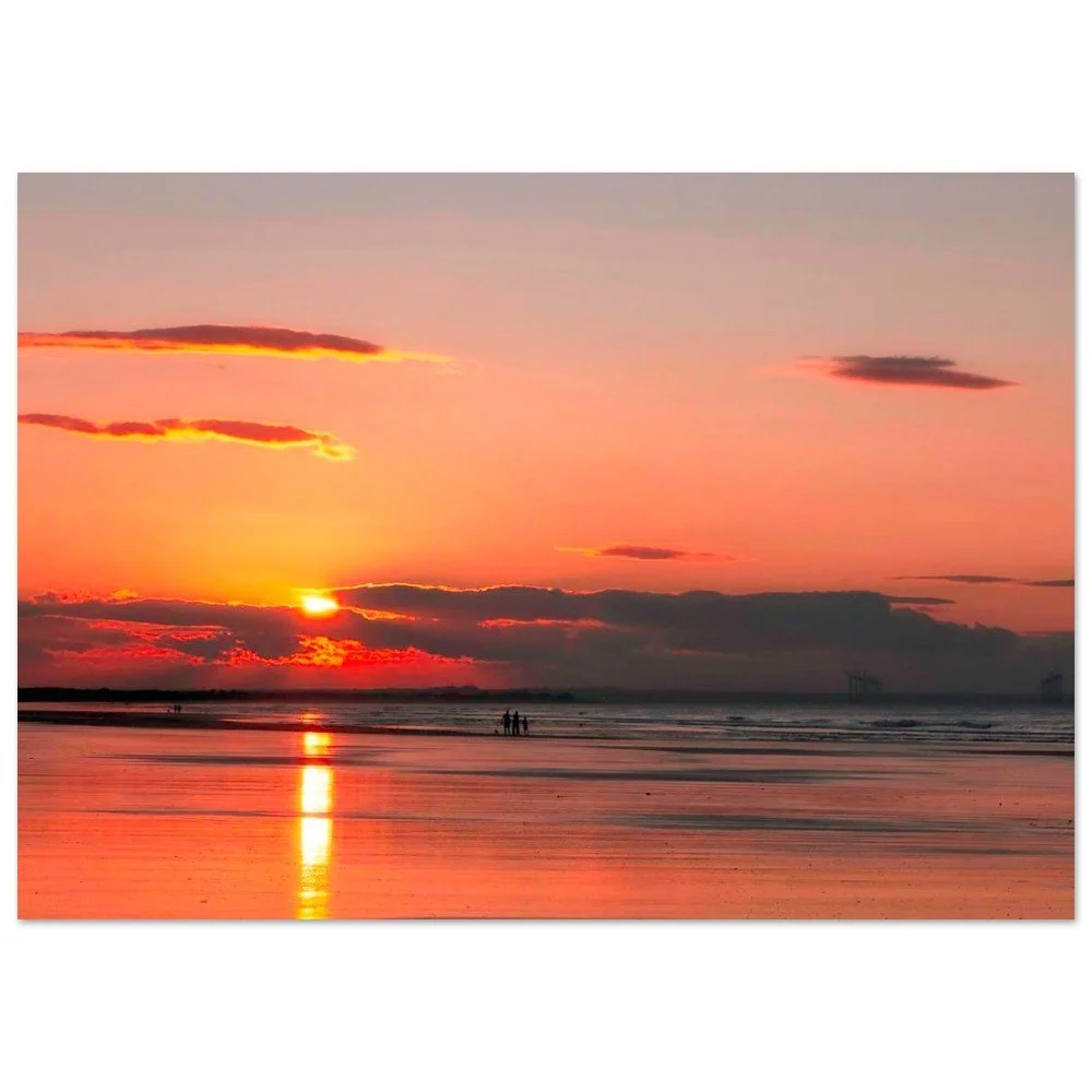 Golden Orange Beach Sunset Art Print – Vivid Giclée Poster