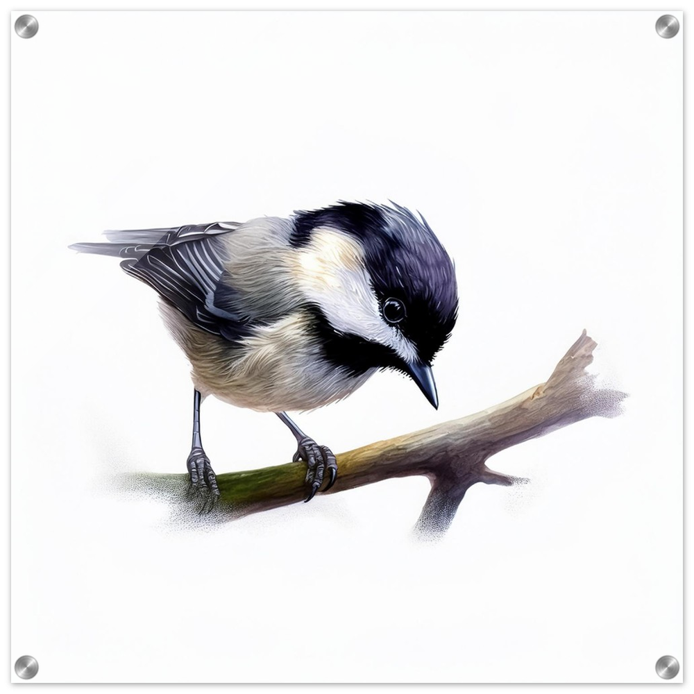 Coal Tit Acrylic Print – Vibrant Digital Watercolour Bird Wall Art