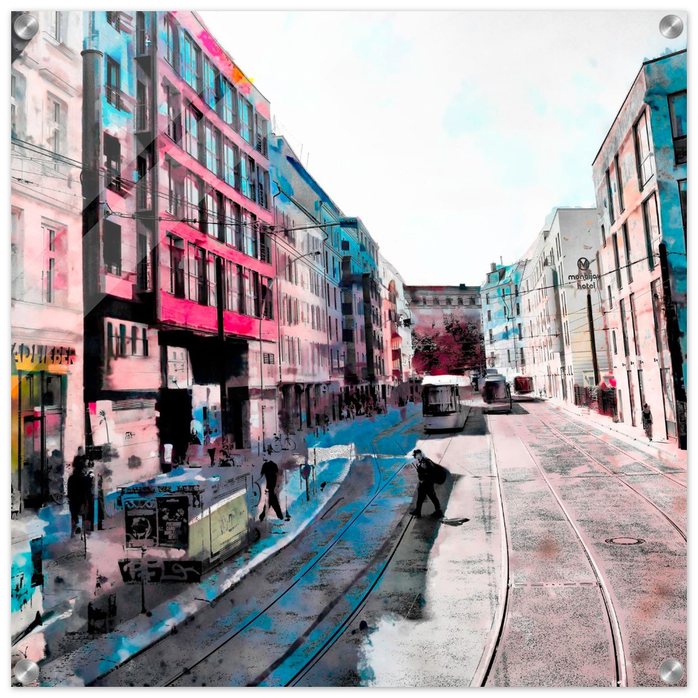 Berlin Tram Street Art Acrylic Print - Modern Urban Wall Decor