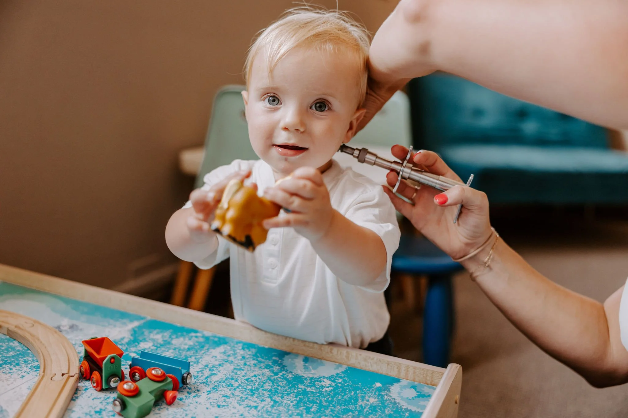 Toddler during a gentle pediatric chiropractic visit in Golden Valley, MN