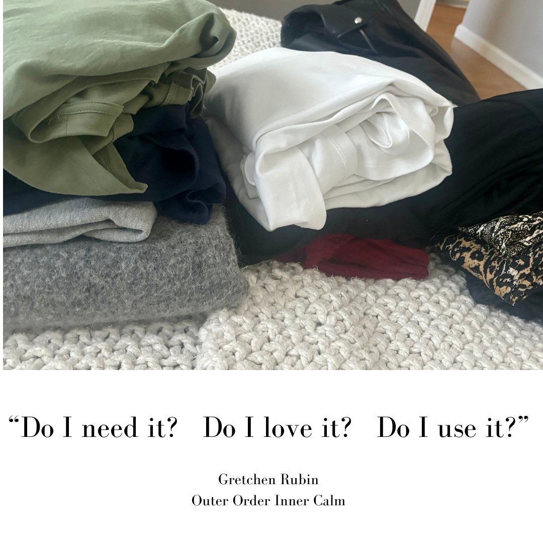 #mondaymotivation

&quot;Do I need it?  Do I love it?  Do I use it?&quot; 
Gretchen Rubin, Outer Order Inner Calm.

➡️3 great questions to ask when decluttering any category. 

Feeling overwhelmed with your clutter and could use some help?

Book a co