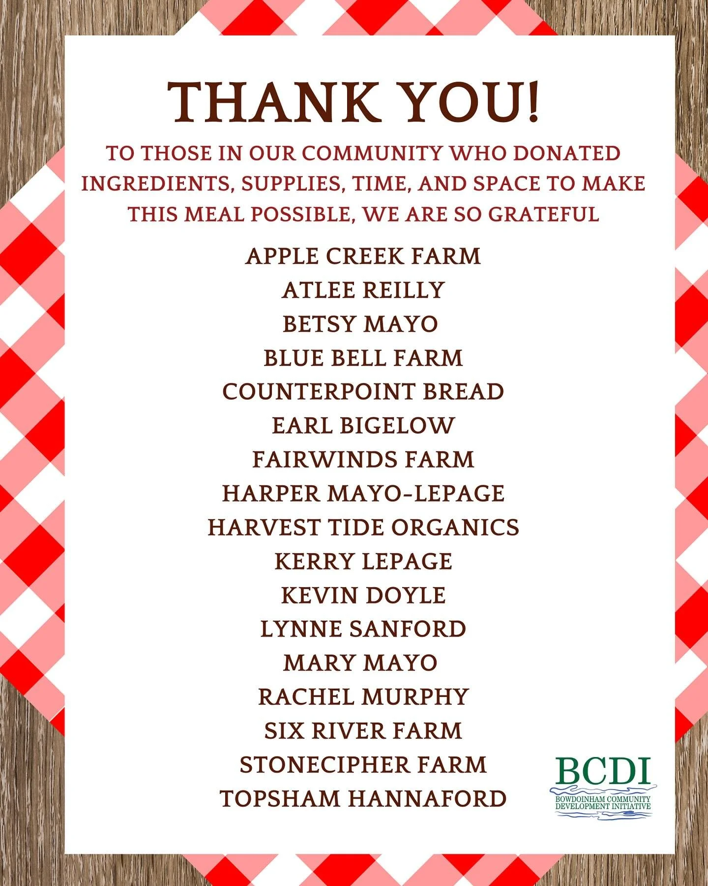 Thank you to everyone who made last night&rsquo;s meal possible &ndash; it is a huge fundraiser for BCDI programs, and we are so grateful to have a whole community coming together to make it happen!  We hoped you enjoyed your evening!