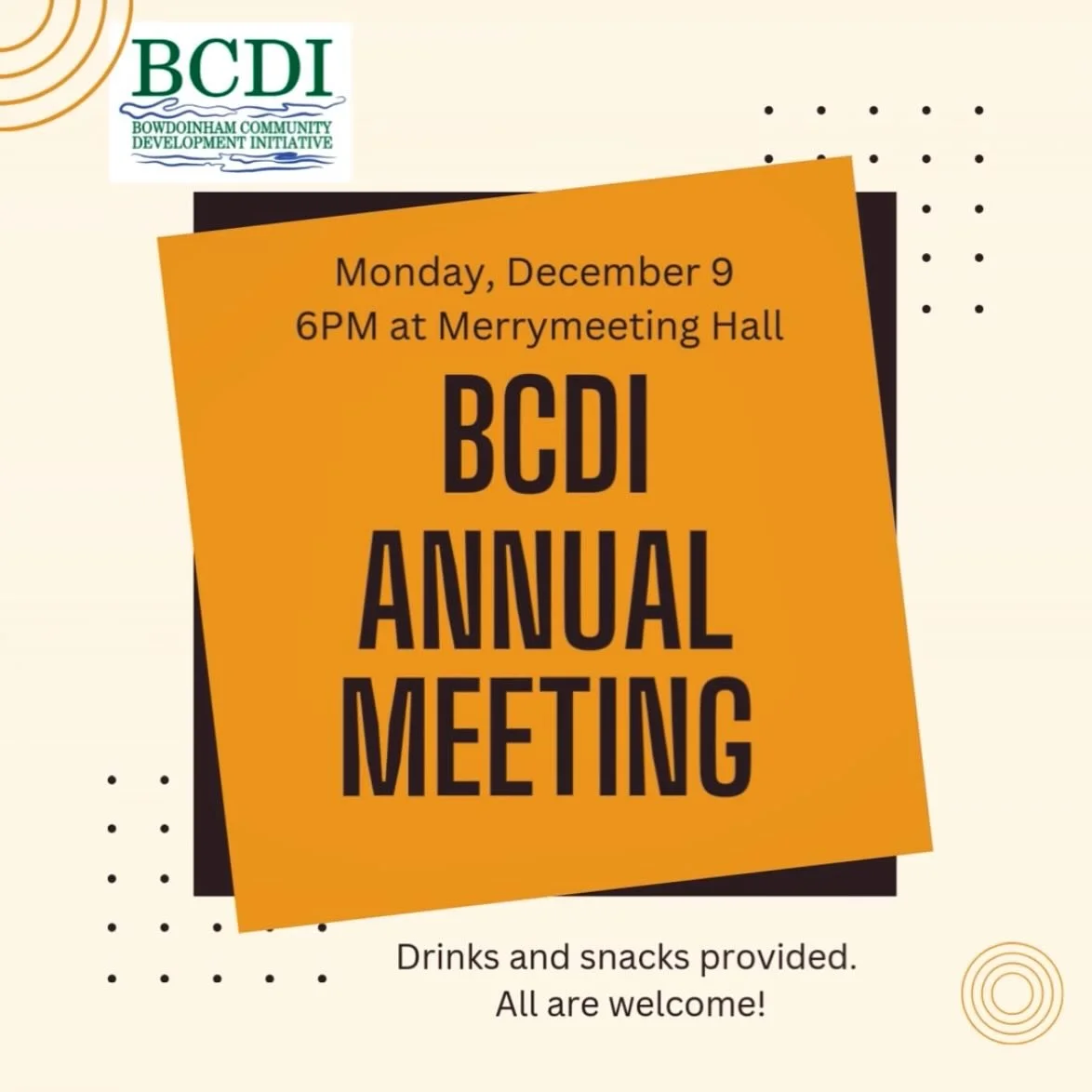 Please join us tonight for BCDI&rsquo;s Annual Meeting! We will be convening at 6pm in Merrymeeting Hall (27 Main Street, Bowdoinham) to chat about the activities of 2024 and what we&rsquo;ve got cooking for the year ahead, including the birth of a p
