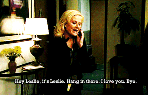 leslie knope hang in there.gif