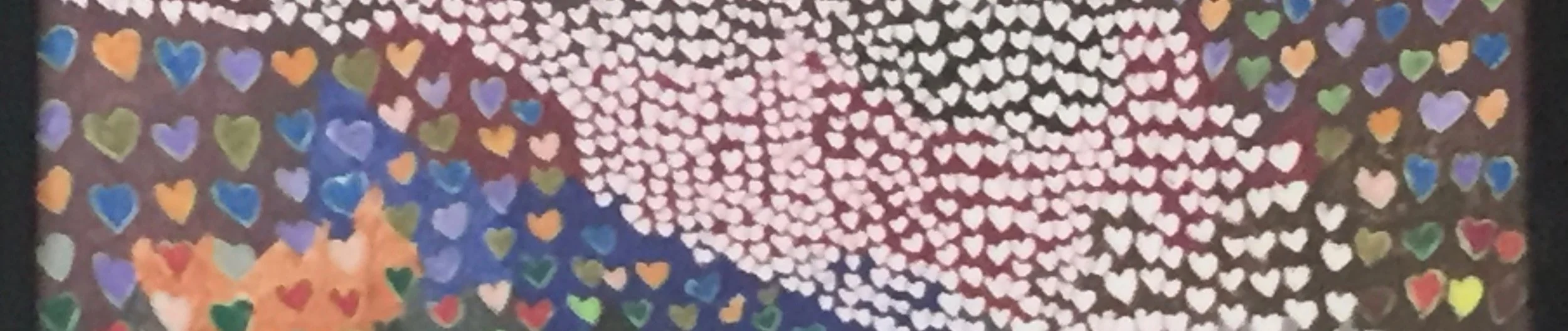 Cropped painting by Lydia Thompson, called "River of Hearts."