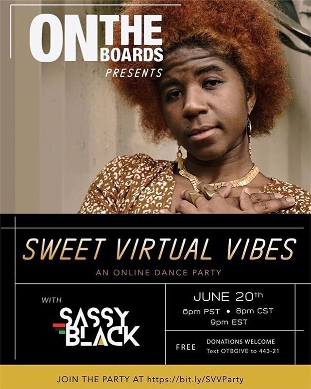 Repost from @ontheboards
&bull;
Sweet Virtual Vibes is BACK!
.
Join space age singer, songwriter and producer @sassyblackcat for a groovy evening featuring sounds of electronic psychedelic soul and hologram funk!
.
@sassyblackcat will be going live o