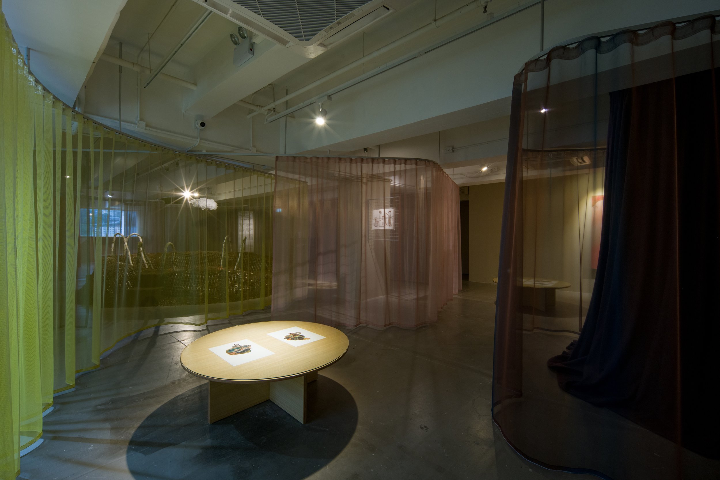 Installation view Foreground (left to right): Sara Haq, Jota Mombaça