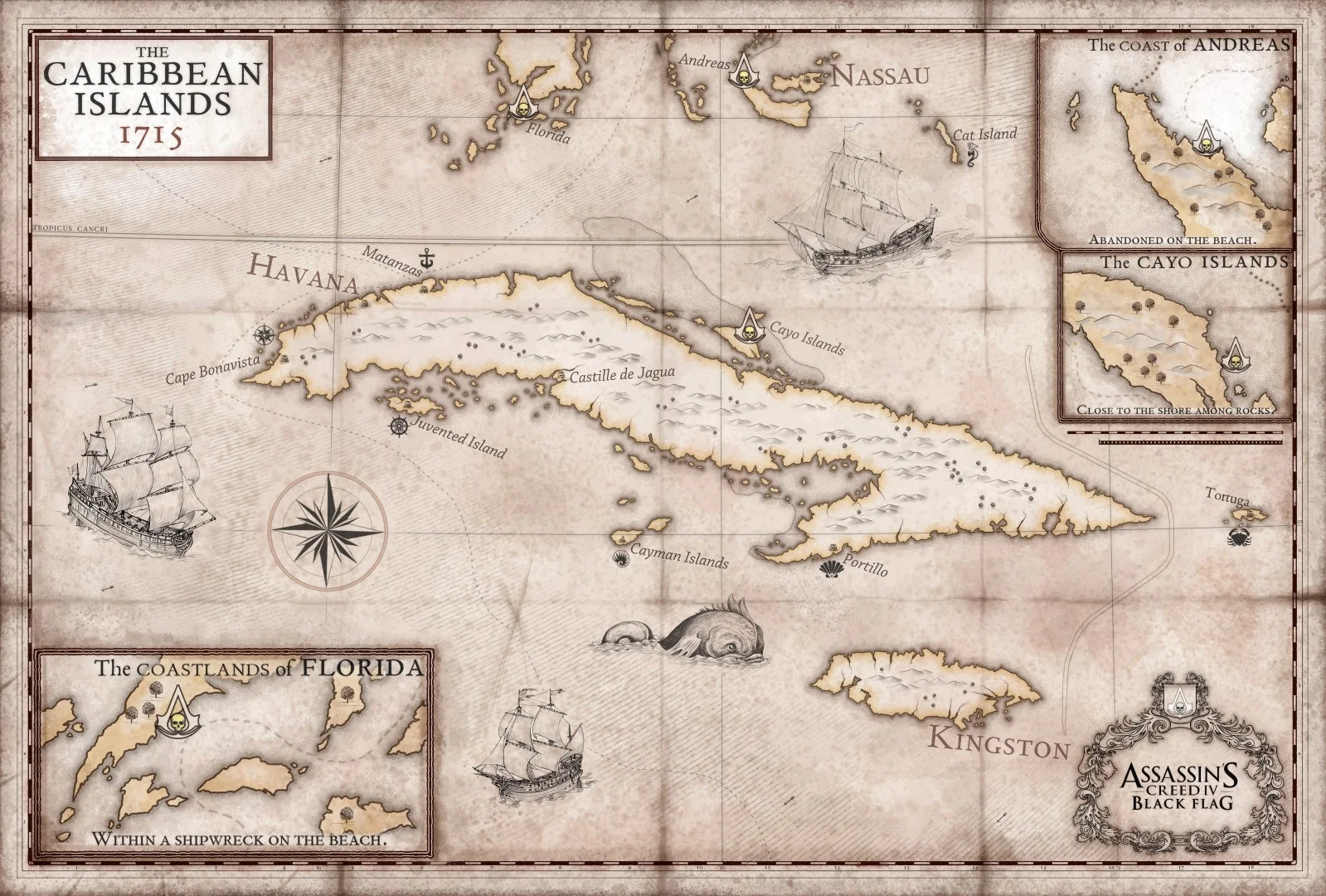 Assassin's Creed: Black Flag Poster Map