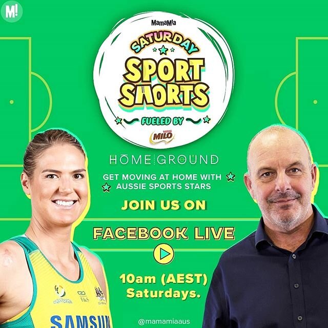 Want to get a little sweaty?? I&rsquo;m super excited to be a part of the first episode of Saturday Sport Shorts with @mamamiaaus this Saturday 10 am (AEST) on Facebook Live! If you&rsquo;re looking for a way to keep the kids moving while at home, jo