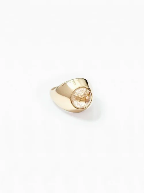 SUAI Jewelry Cloche Signet - Gold, Rutile Quartz