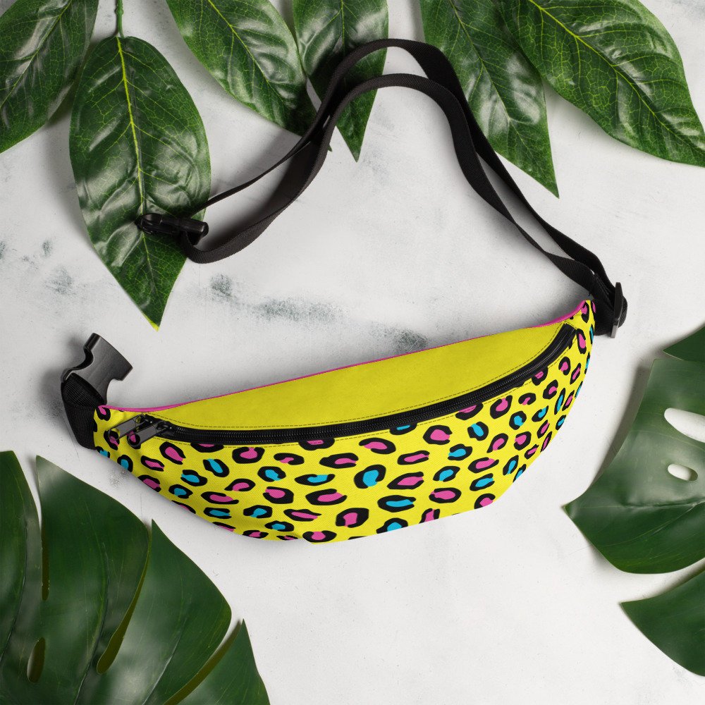 Fanny Pack - Neon Yellow Animal Print - I Love the 80's | Eighties Themed Party Outfit Idea