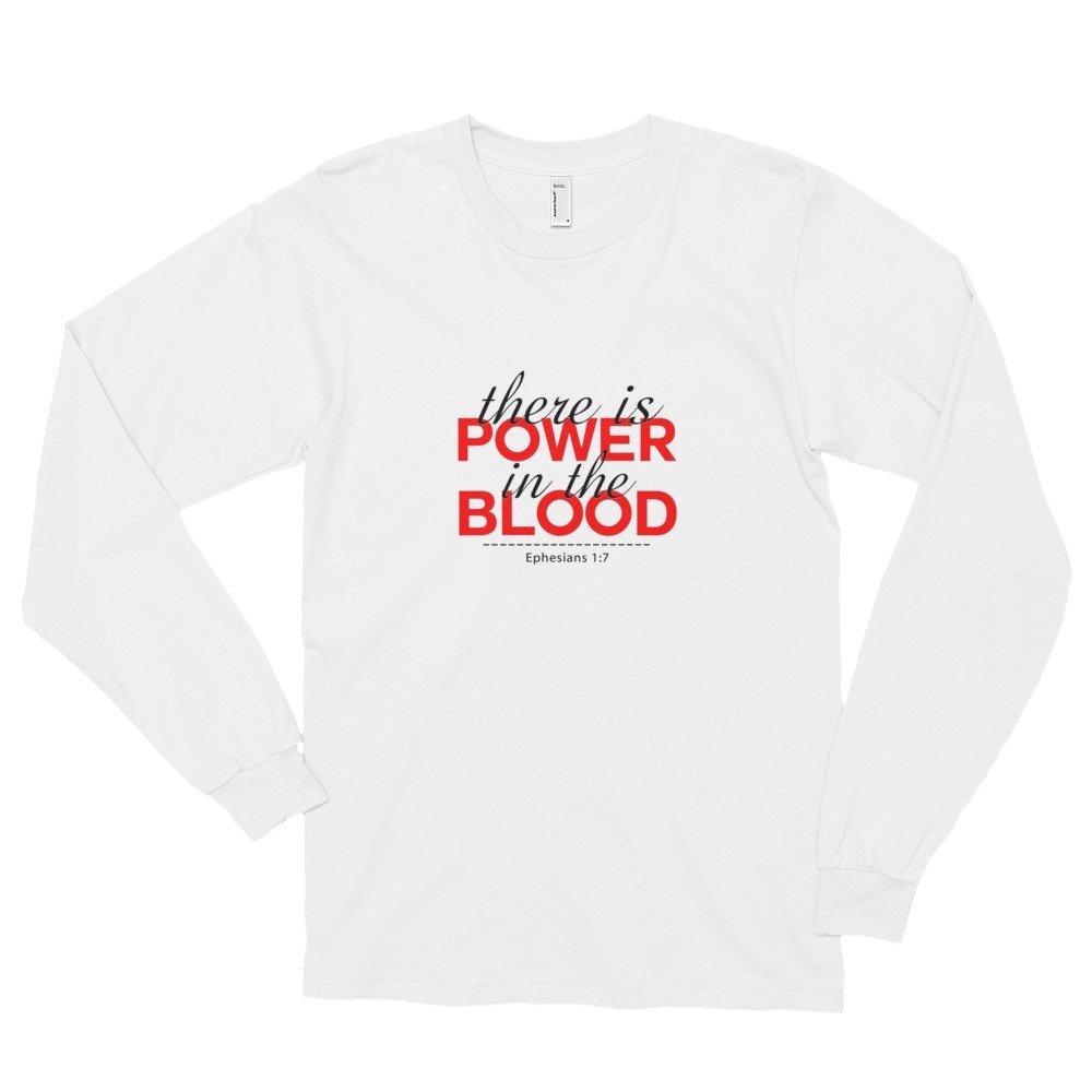 Long sleeve t-shirt (unisex) - Power in the Blood | Christian Tee