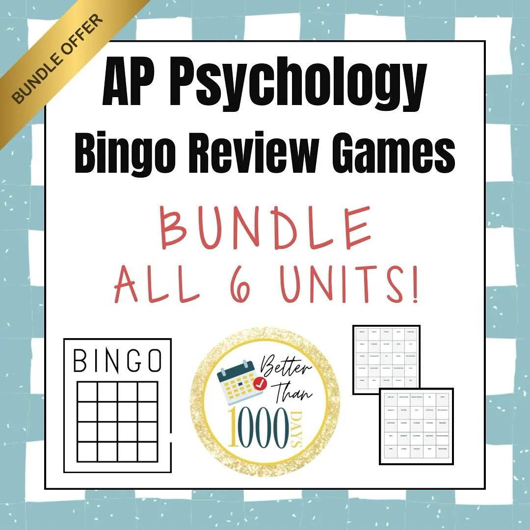 🎉 Make AP Psychology review fun &amp; effective with this AP Psych Bingo Games Bundle! 🧠✨
Perfect for unit review, test prep, or end-of-year review, these interactive bingo boards cover all 6 AP Psychology units and keep students engaged while rein