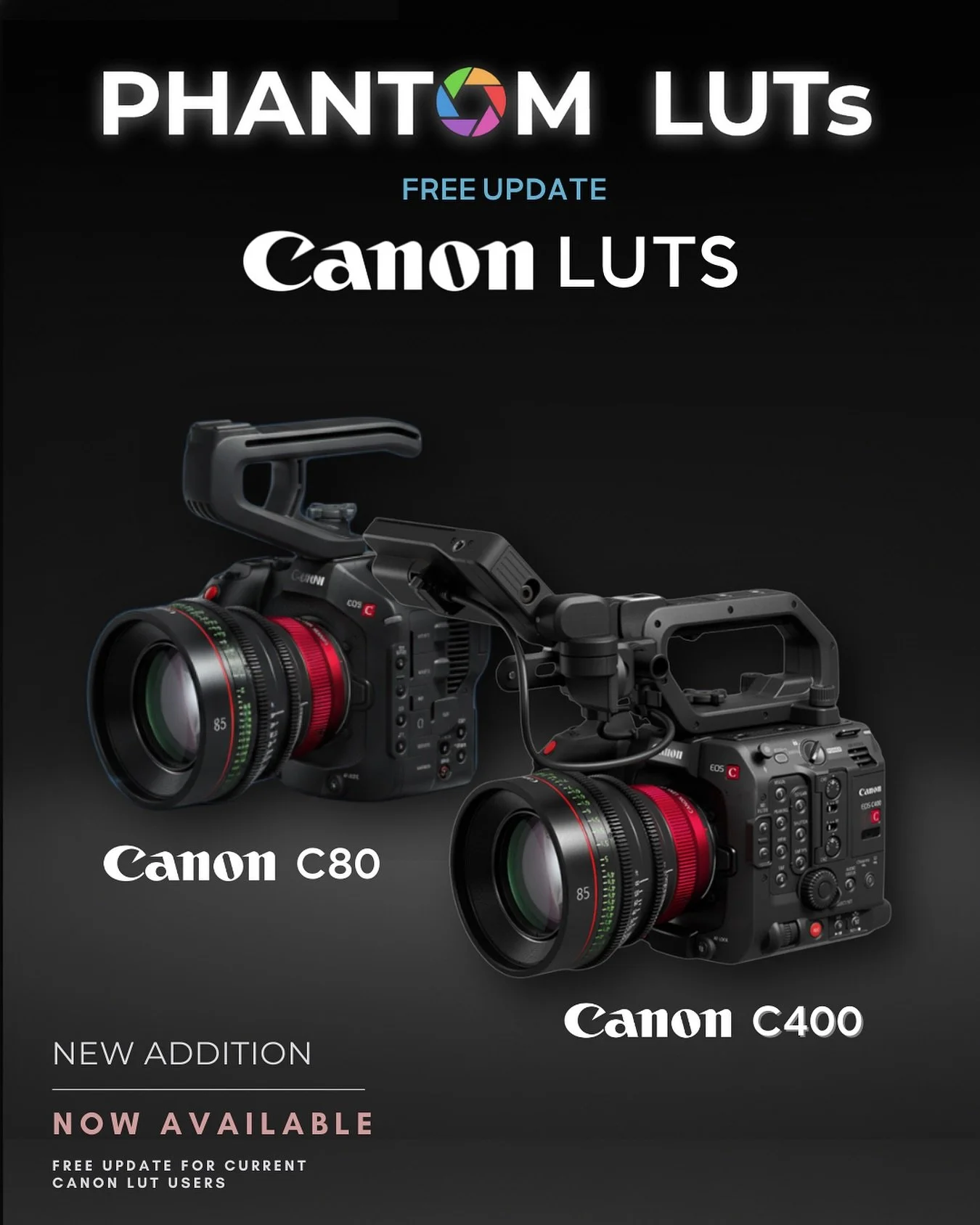 Hey Canon gang,

Good news, the Canon LUT pack has now been updated to include support for the Canon C80 and C400 cameras.

While I initially thought the images were quite similar between the C70 and C80 sensors, more nuances came to light as I spent