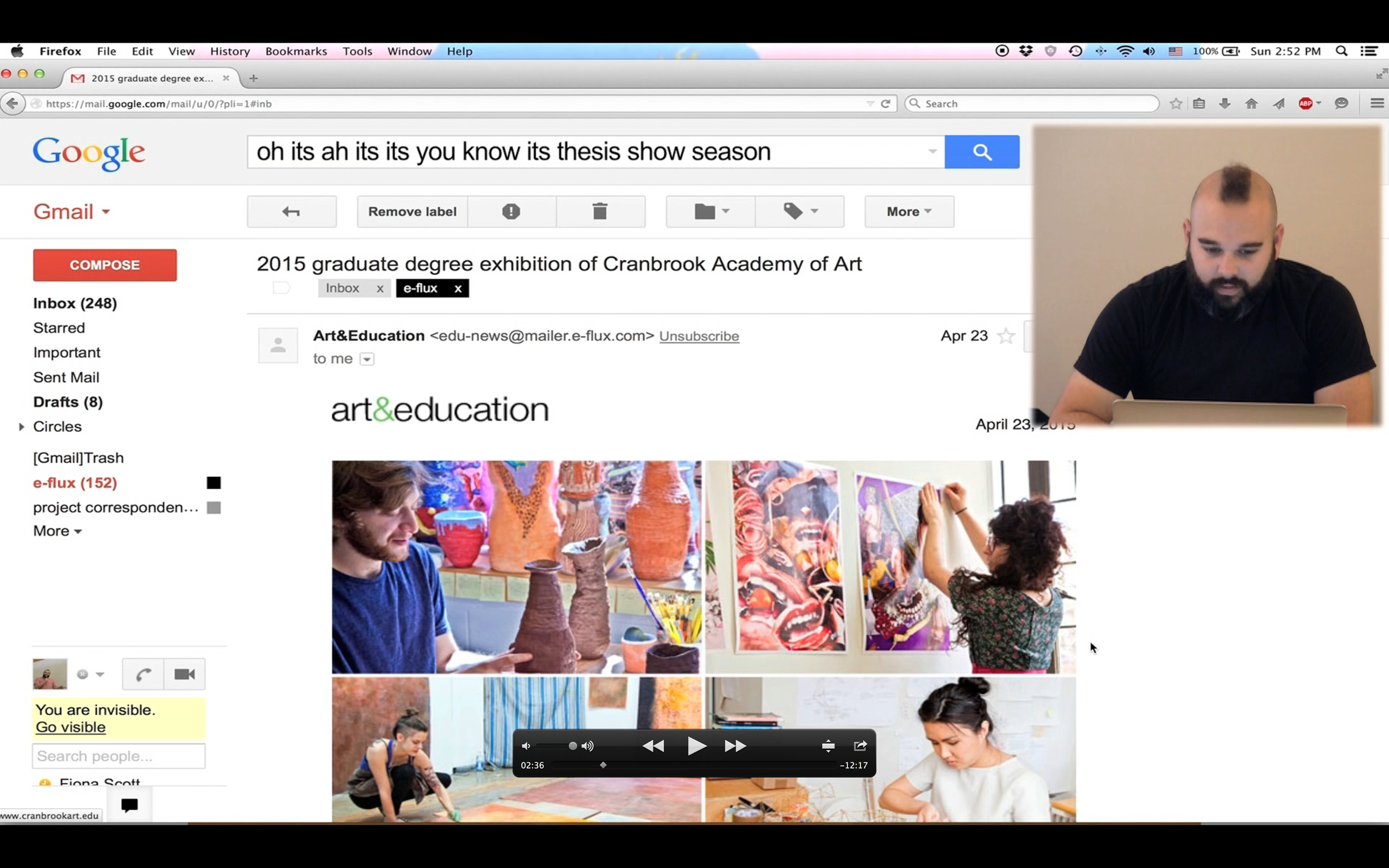 Two Weeks of e-flux , video still, 2015