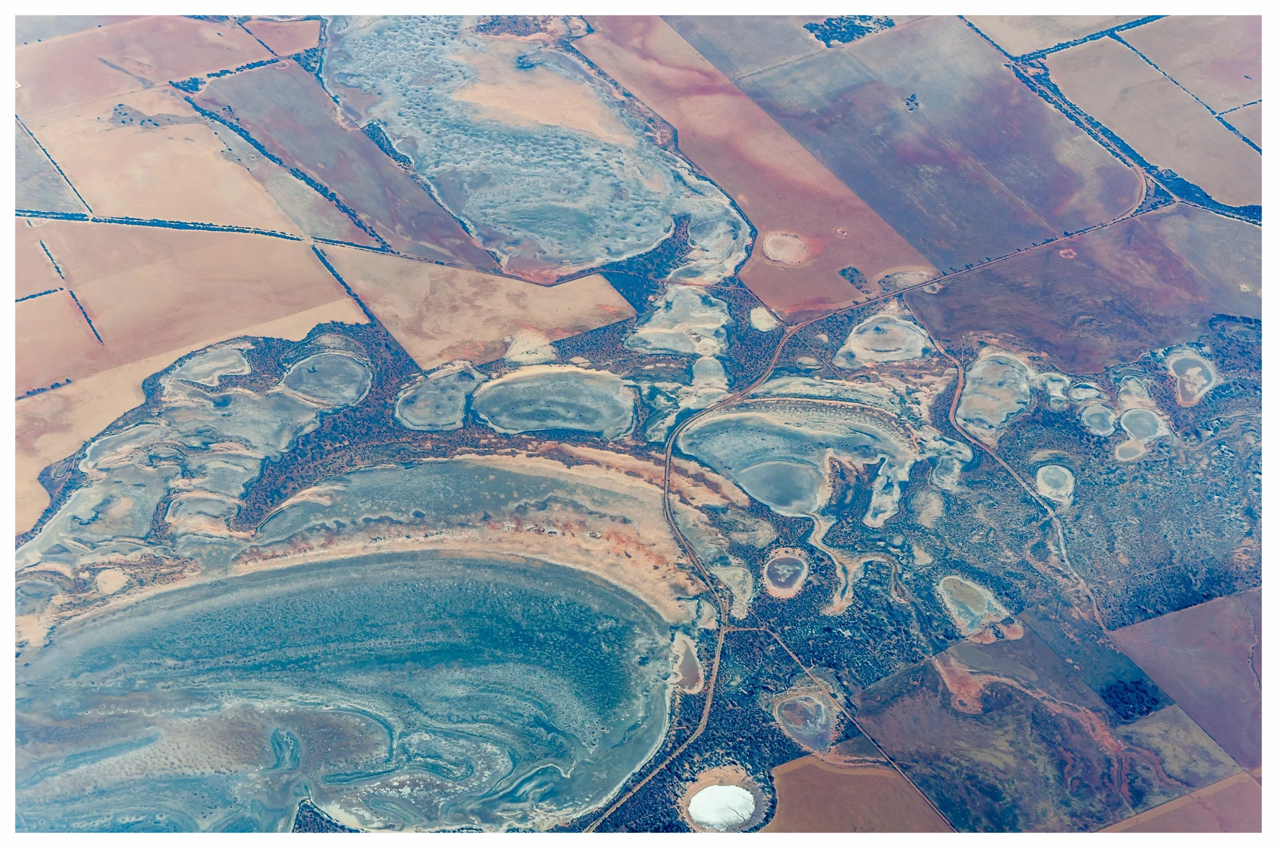   Dried salt lakes in the wheat growing areas of the SW of Western Australia  