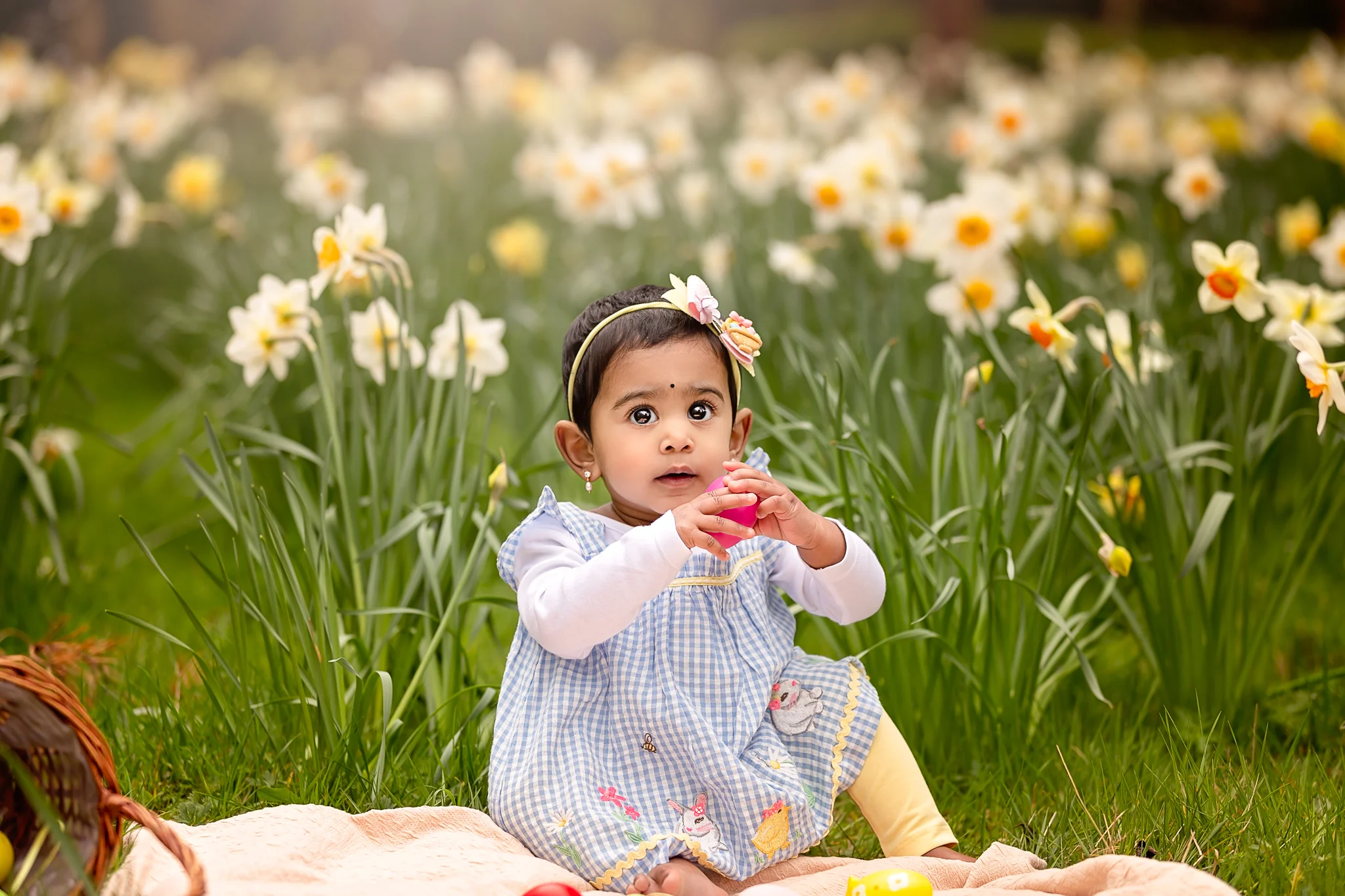 Baby photography Leeds, York, Harrogate, Bradford: Easter theme outdoor baby session in Leeds, Yorkshire