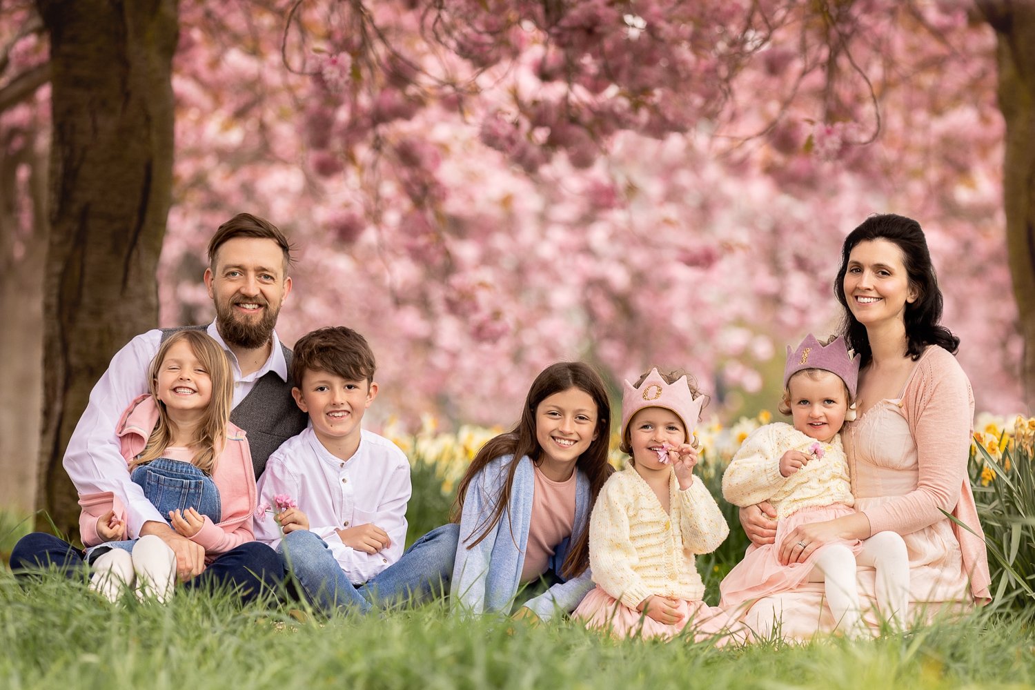 Cherry blossom family photoshoot in the Stray, Harrogate, Yorkshire