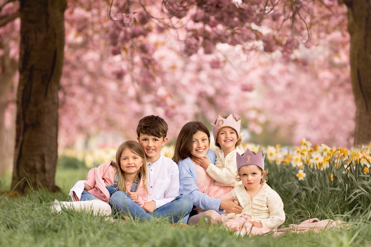 Cherry blossom children photoshoot in the Stray, Harrogate, Yorkshire