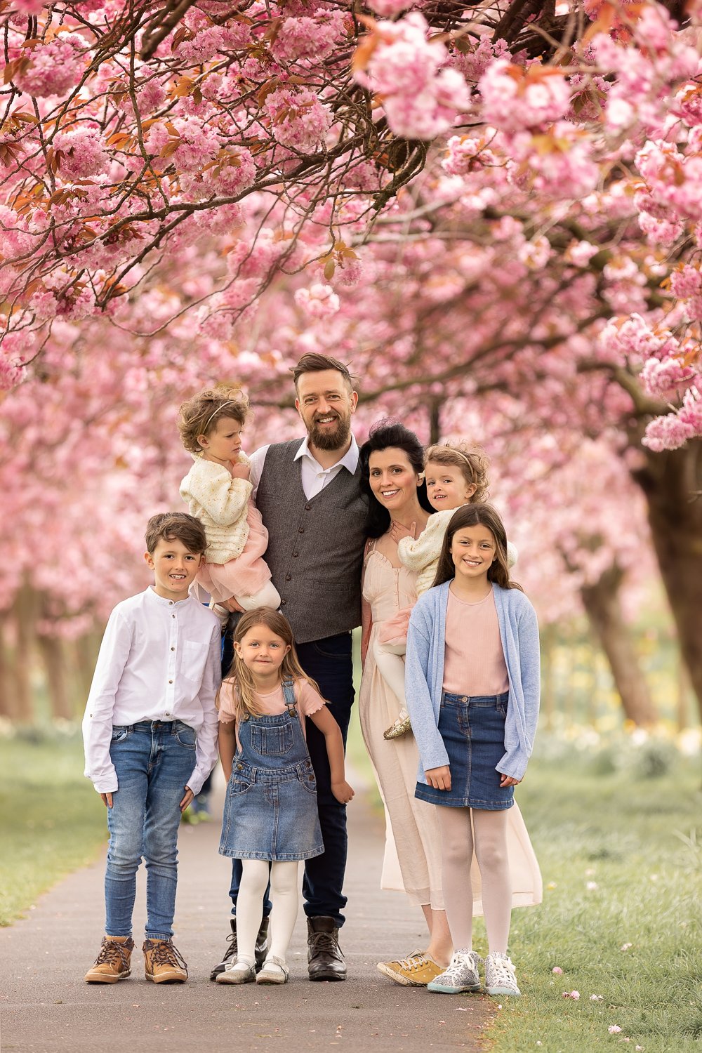 Cherry blossom family photography in the Stray, Harrogate, Yorkshire