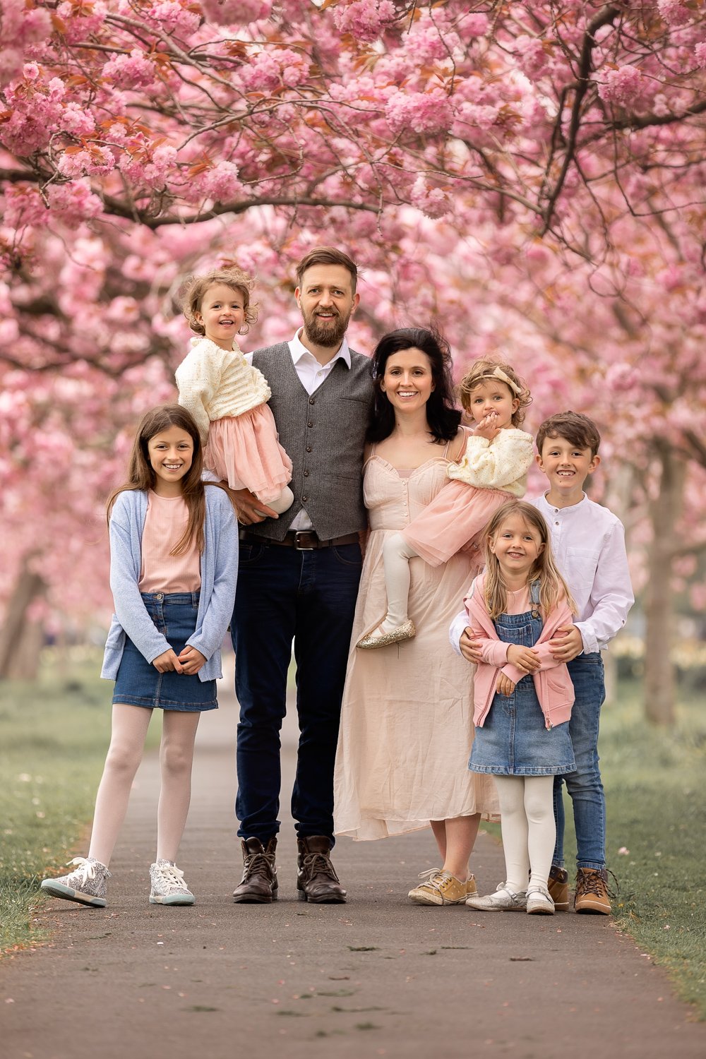 Cherry blossom family photoshoot in the Stray, Harrogate, Yorkshire