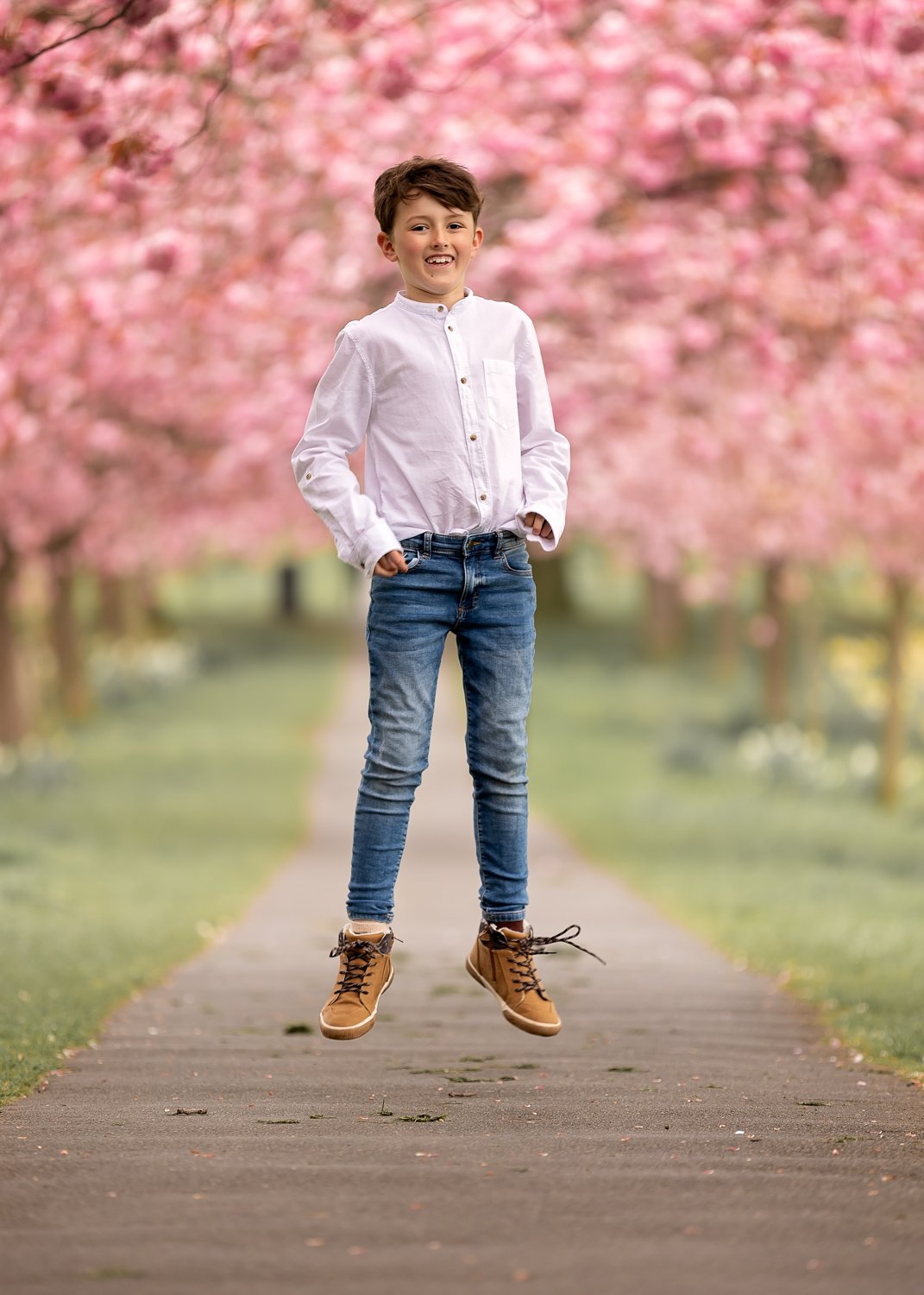 Cherry blossom family photoshoot in the Stray, Harrogate, Yorkshire