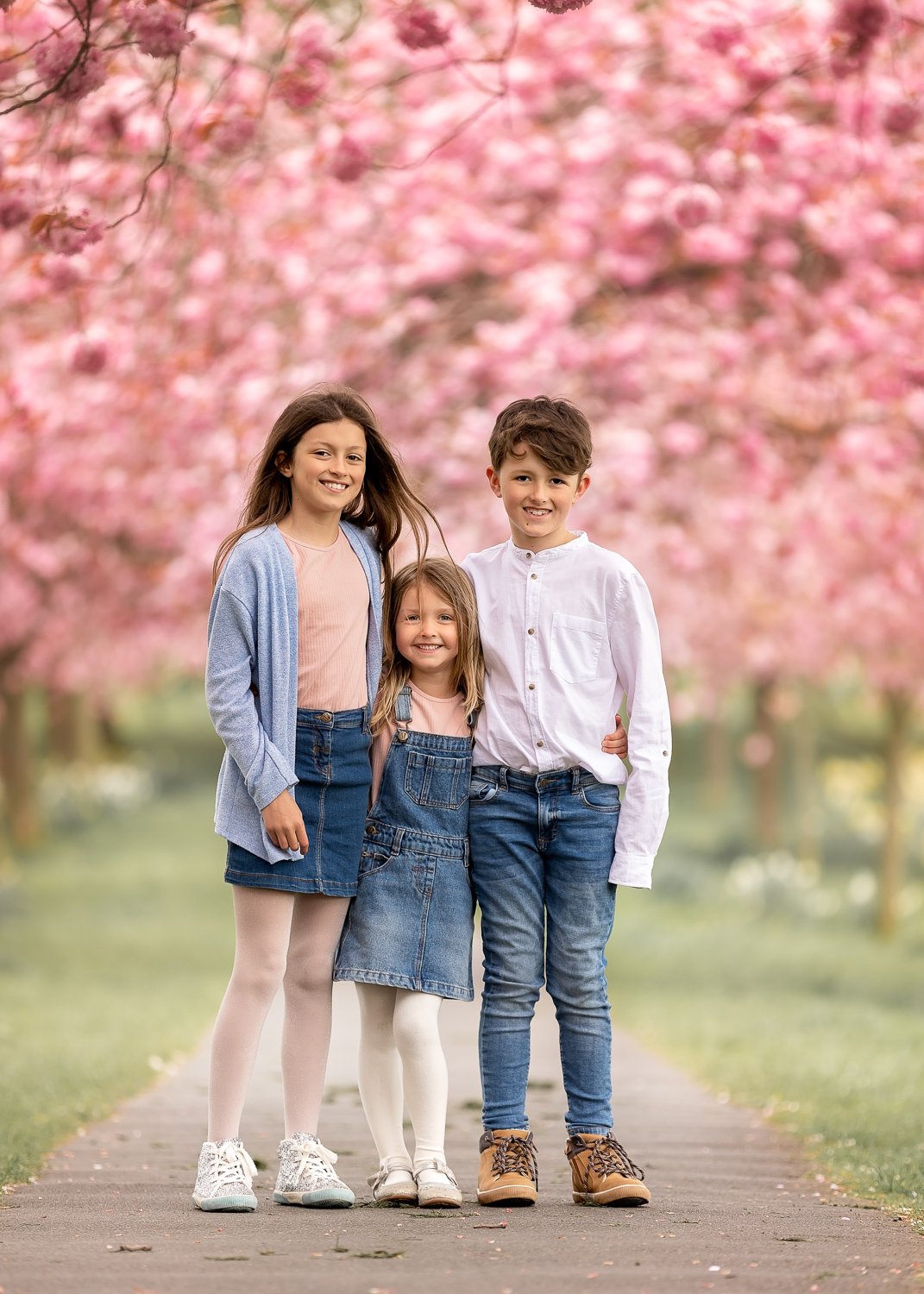 Cherry blossom sibling photoshoot in the Stray, Harrogate, Yorkshire