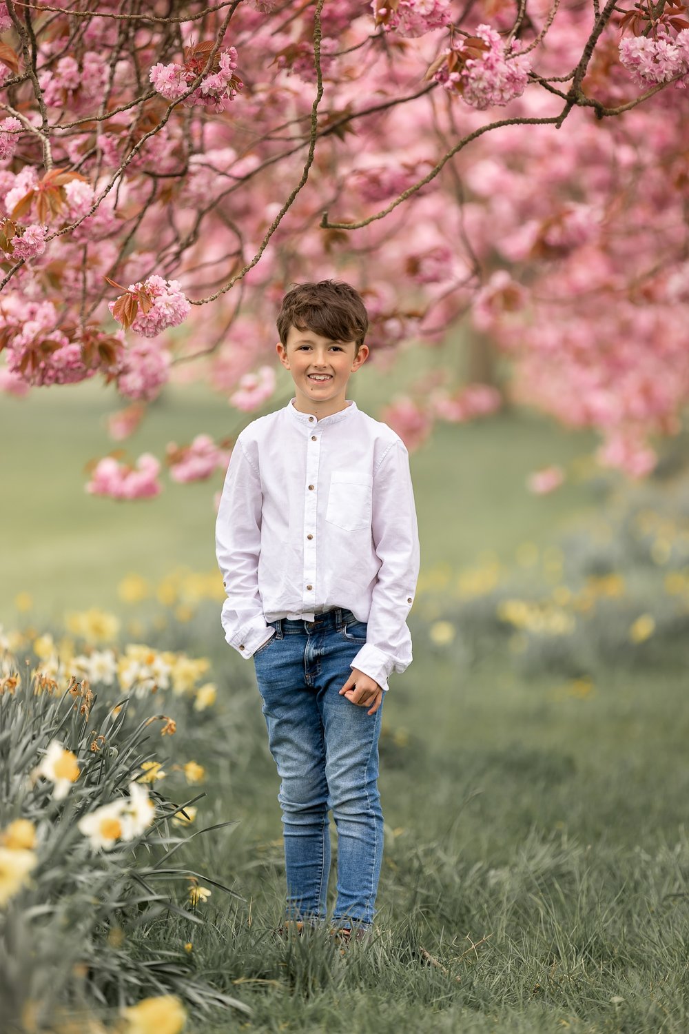 Cherry blossom child photoshoot in the Stray, Harrogate, Yorkshire