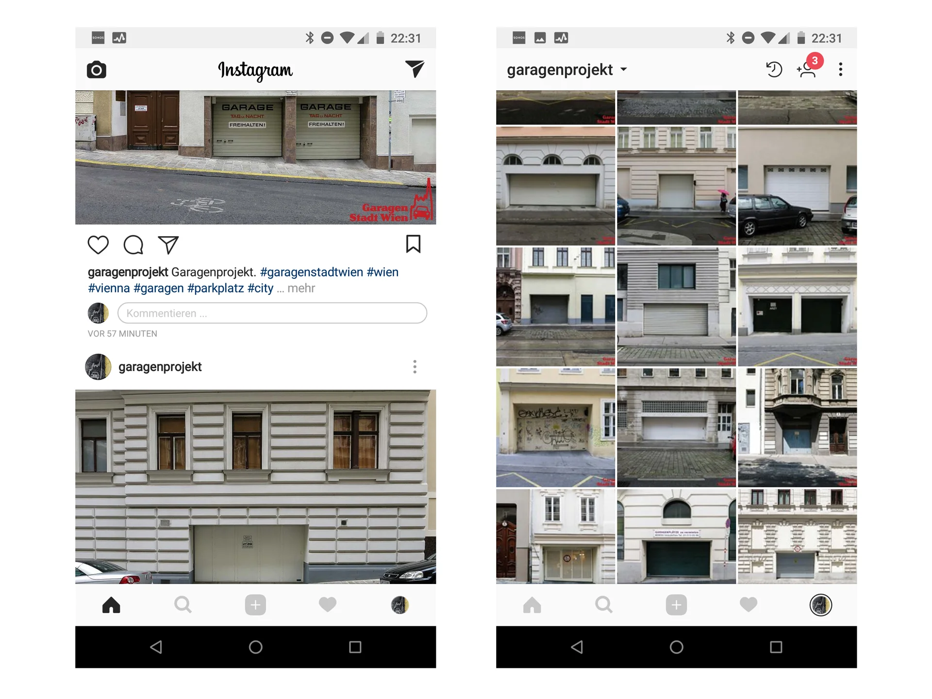 Instagram Sammlung "Garagen Stadt Wien"