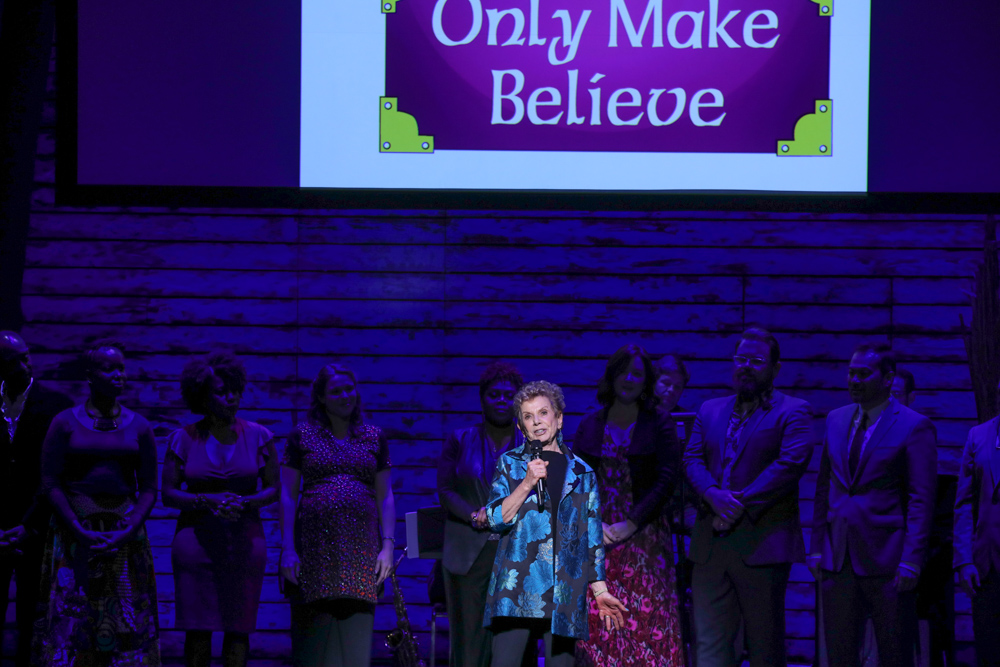Dena Hammerstein on stage at Only Make Believe Gala