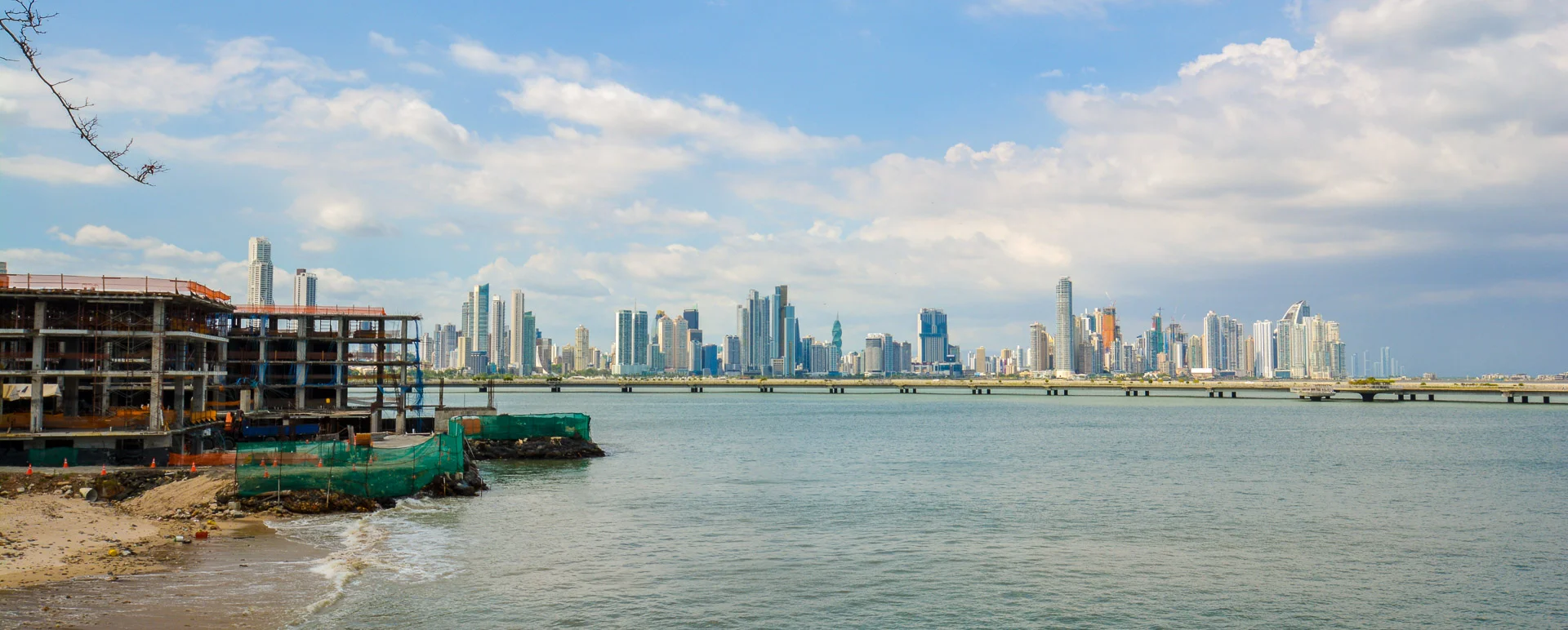 The Panama City skyline and the ongoing construction in Casco Viejo